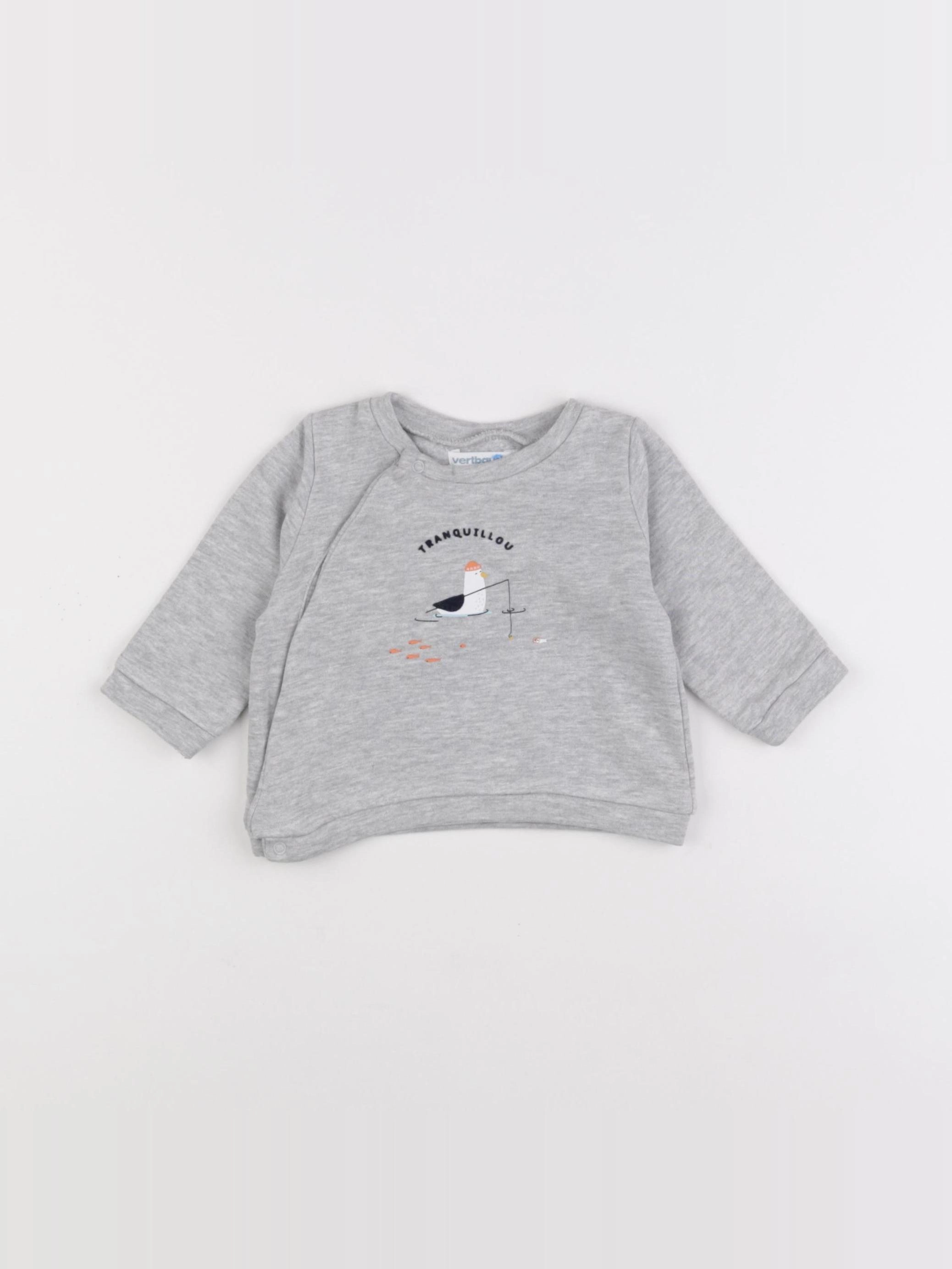 Vertbaudet - sweat gris - 3 mois