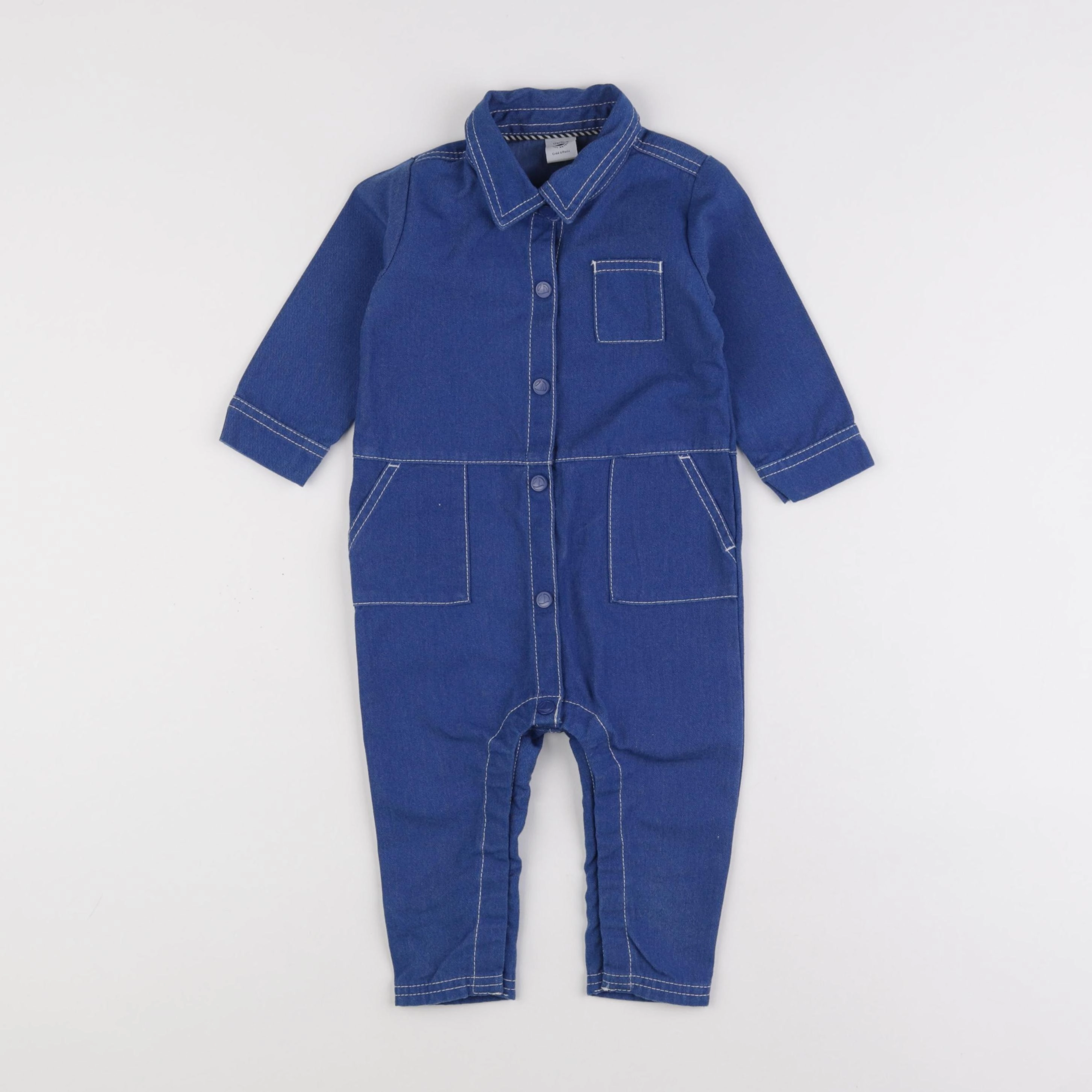 Petit Bateau - combinaison bleu - 12 mois