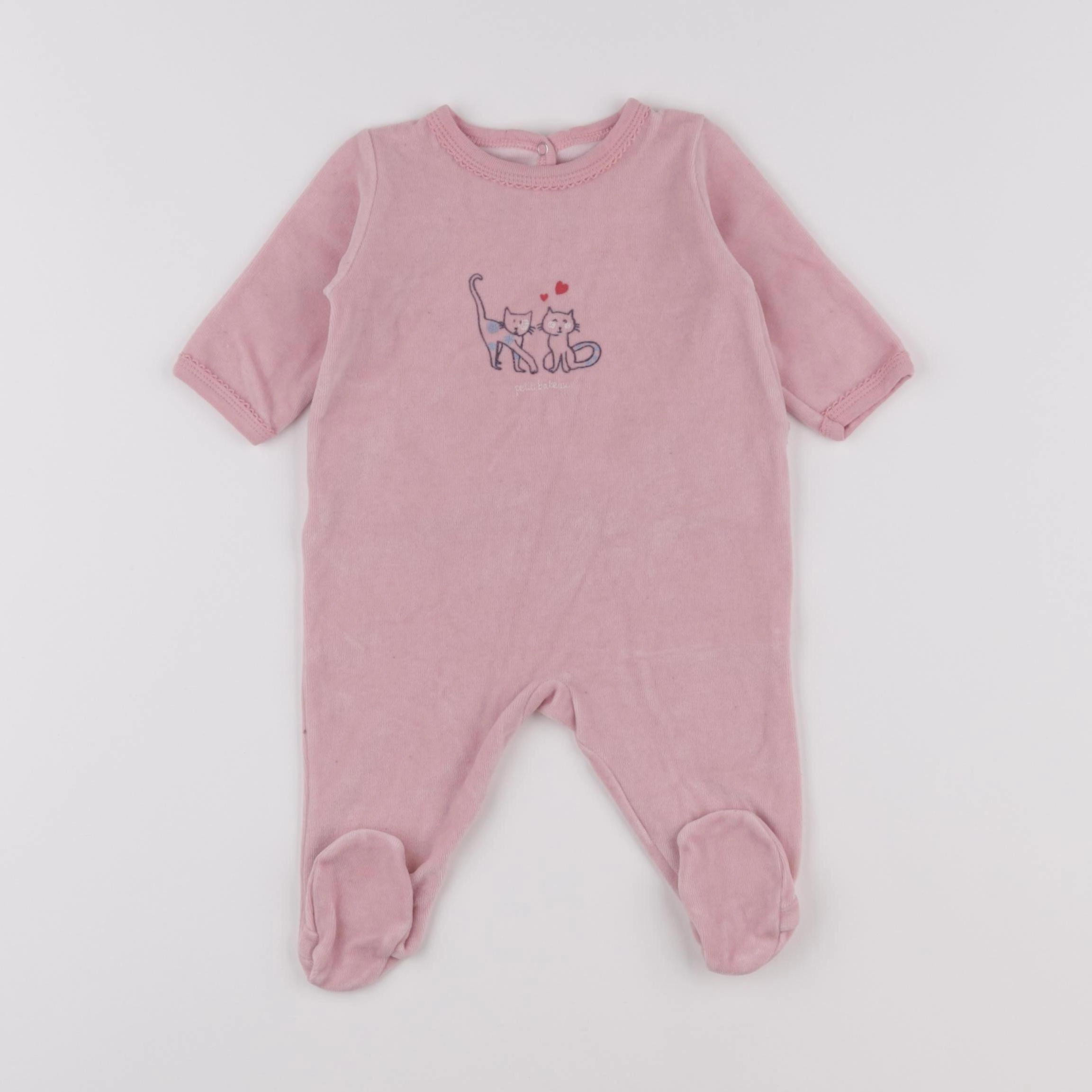 Petit Bateau - pyjama velours rose - 3 mois