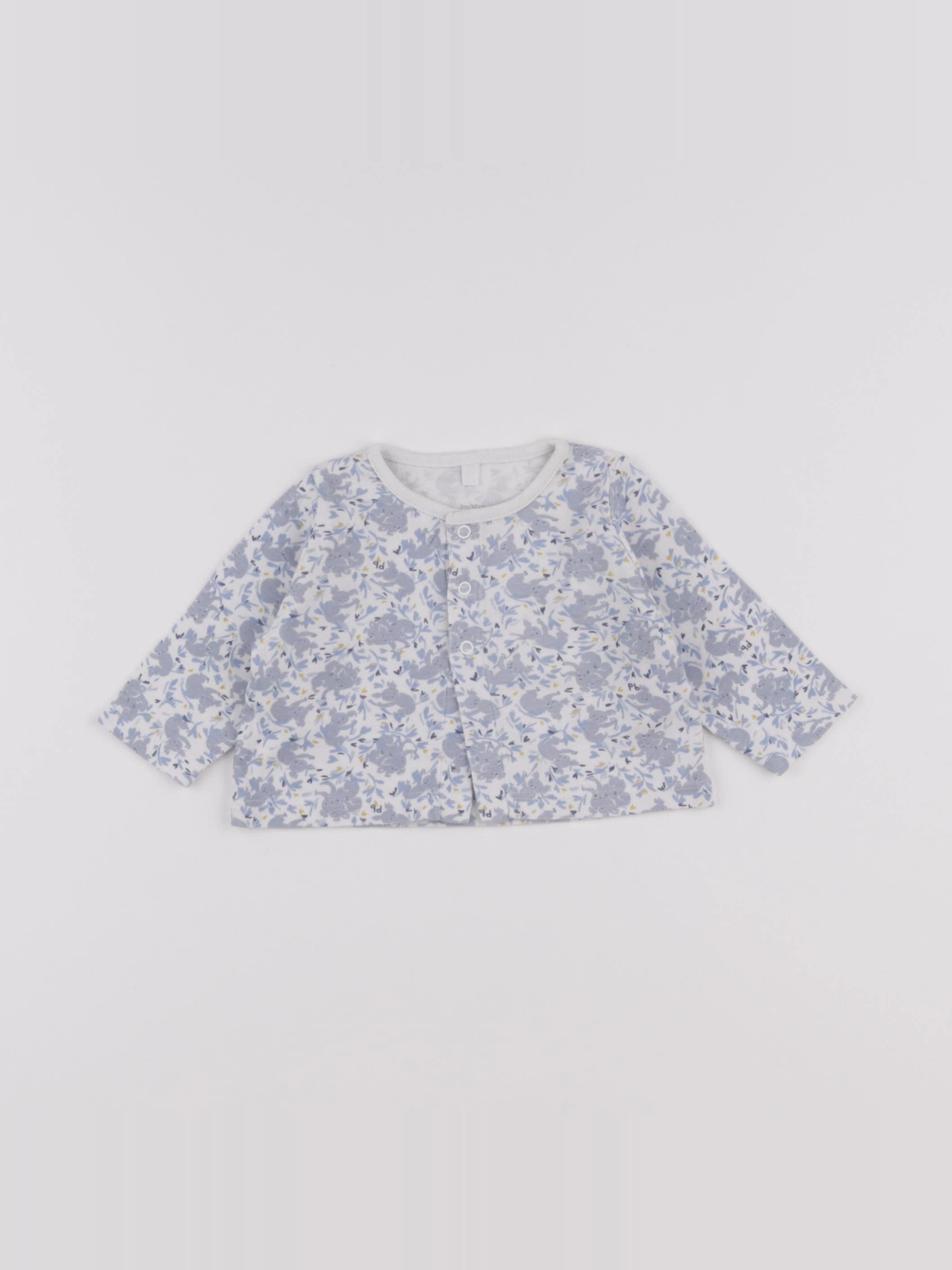 Petit Bateau - tee-shirt blanc, bleu - 3 mois
