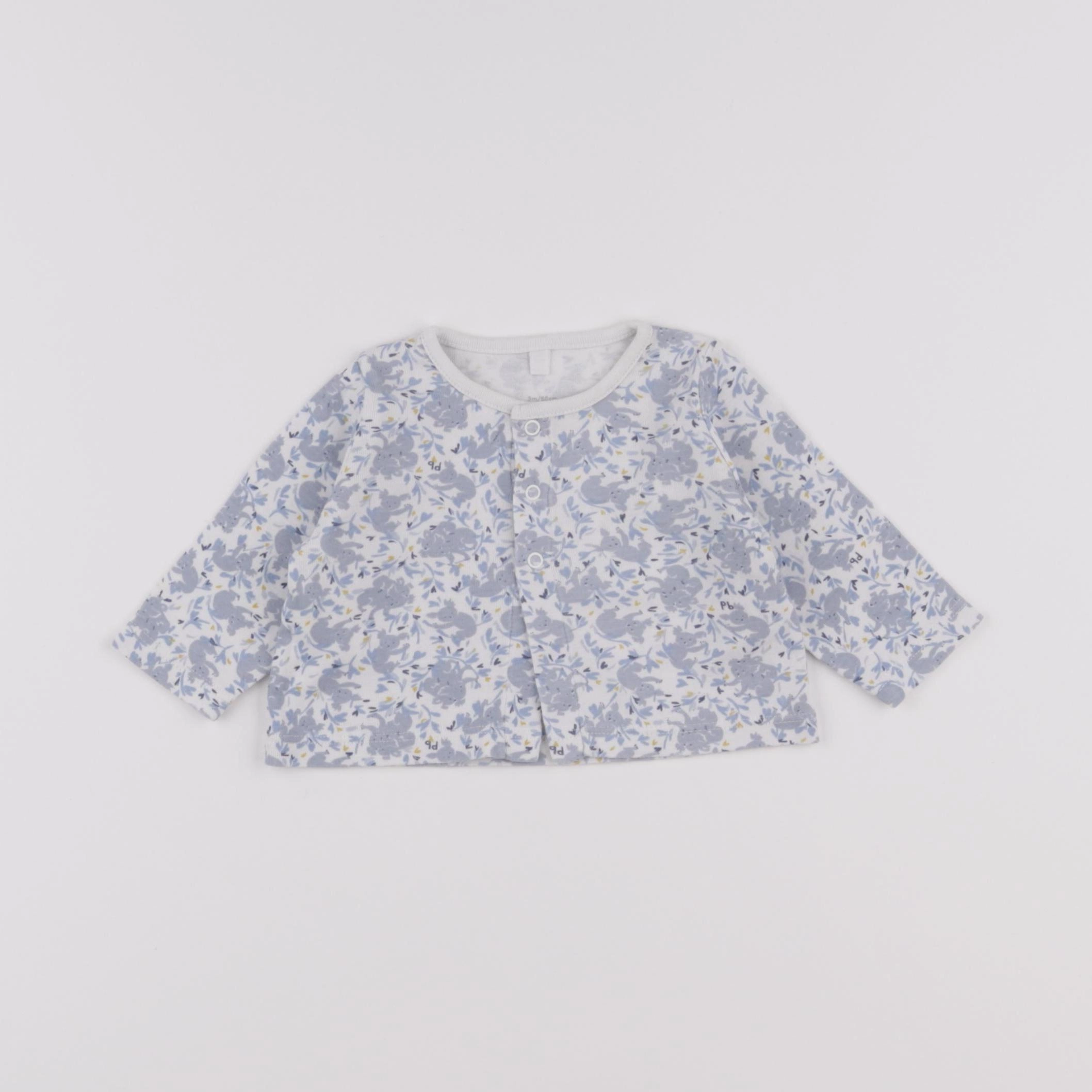 Petit Bateau - tee-shirt blanc, bleu - 3 mois