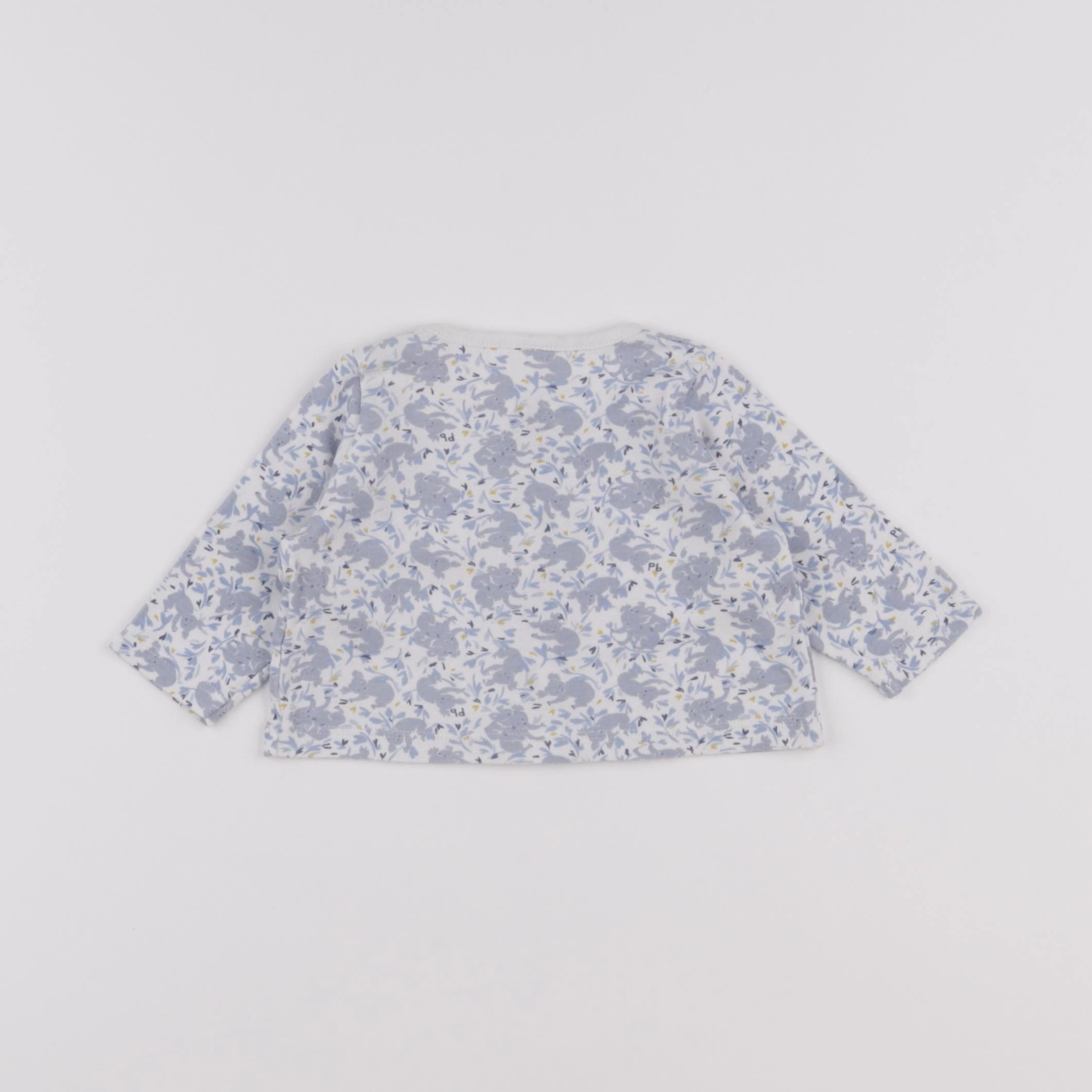 Petit Bateau - tee-shirt blanc, bleu - 3 mois