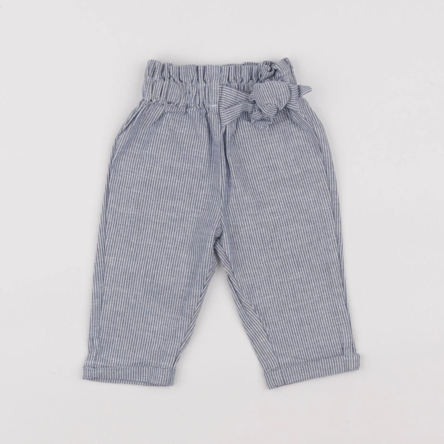 Vertbaudet - pantalon bleu, blanc - 3 mois