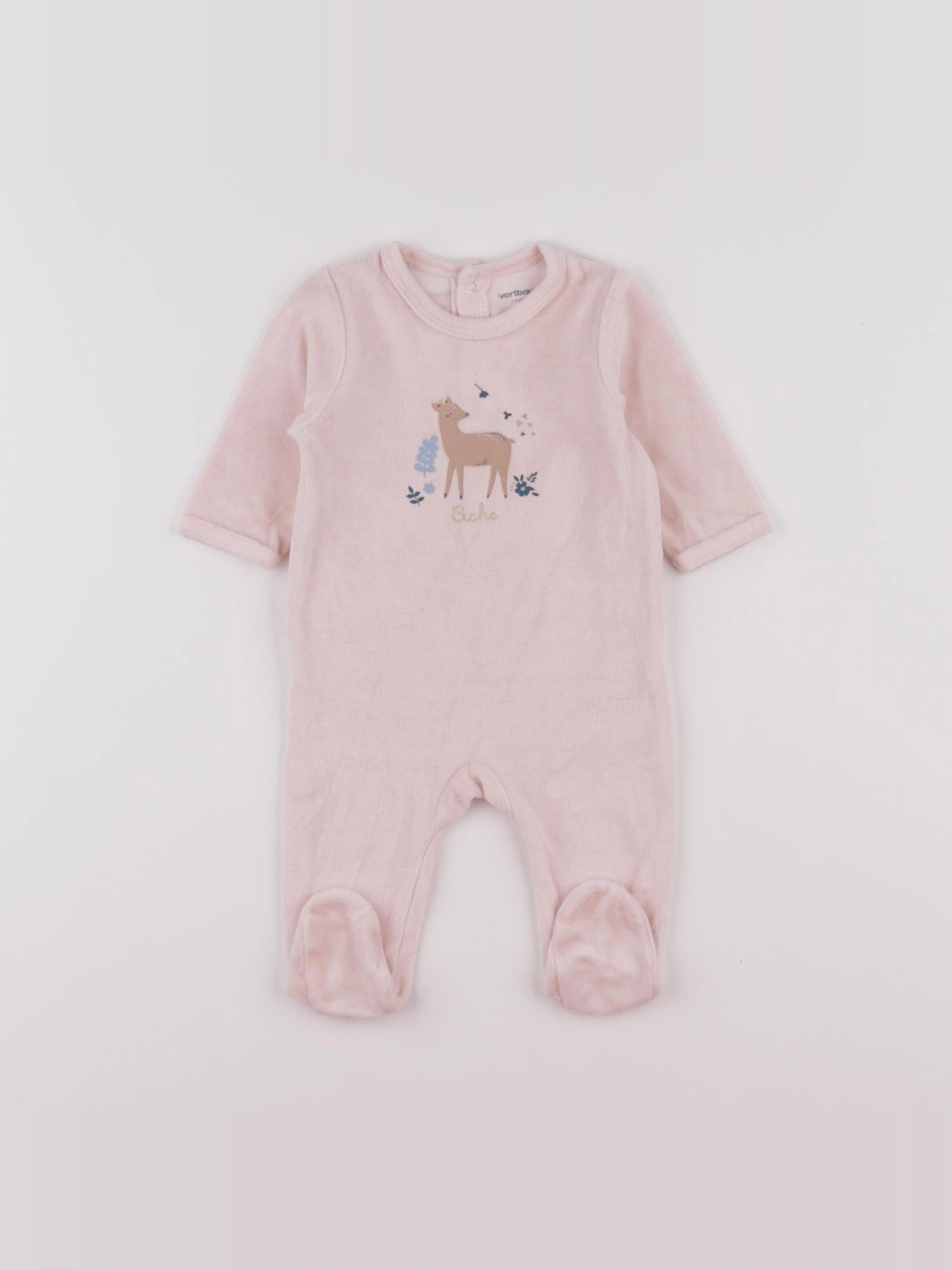 Vertbaudet - pyjama coton rose - 3 mois