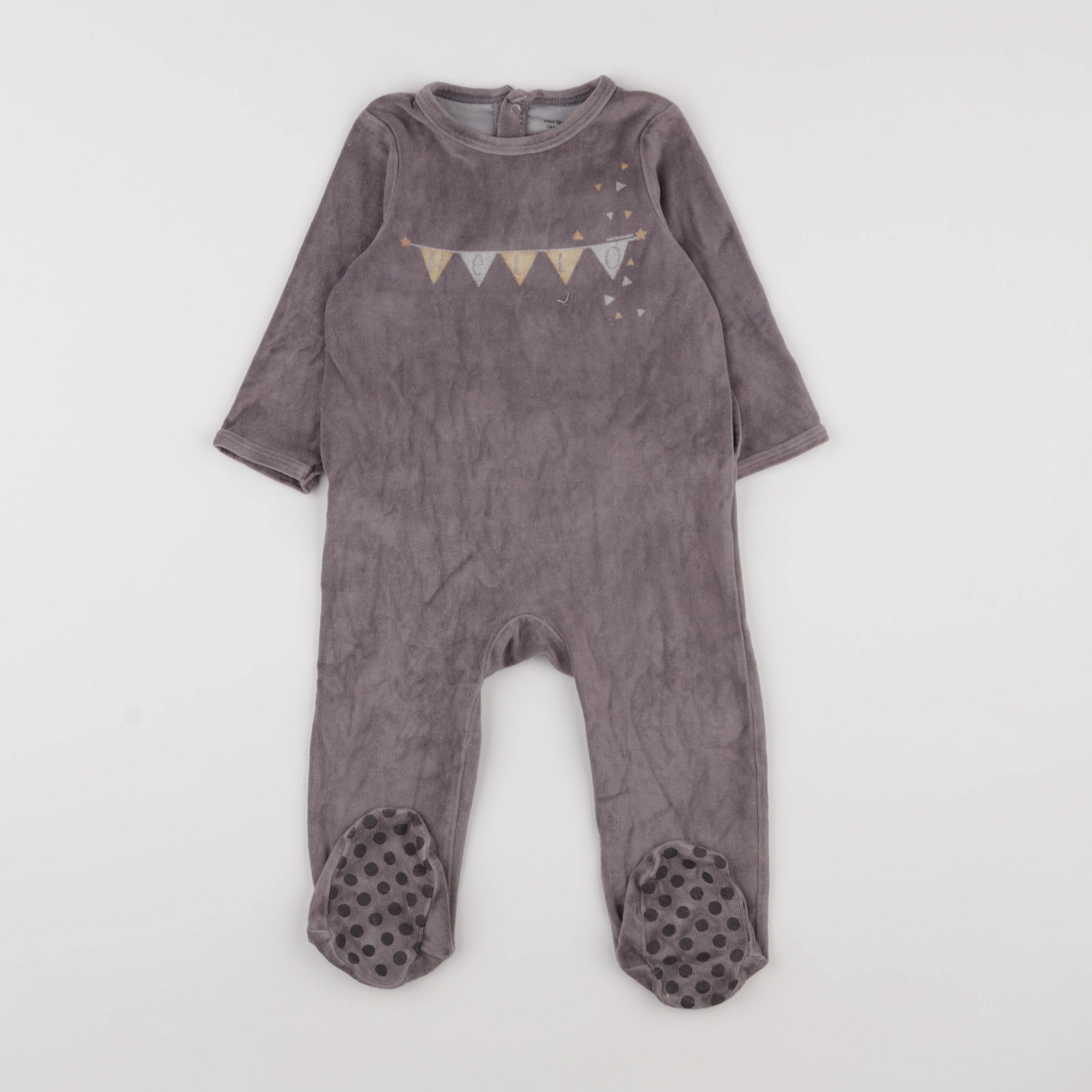 Vertbaudet - pyjama velours gris - 18 mois