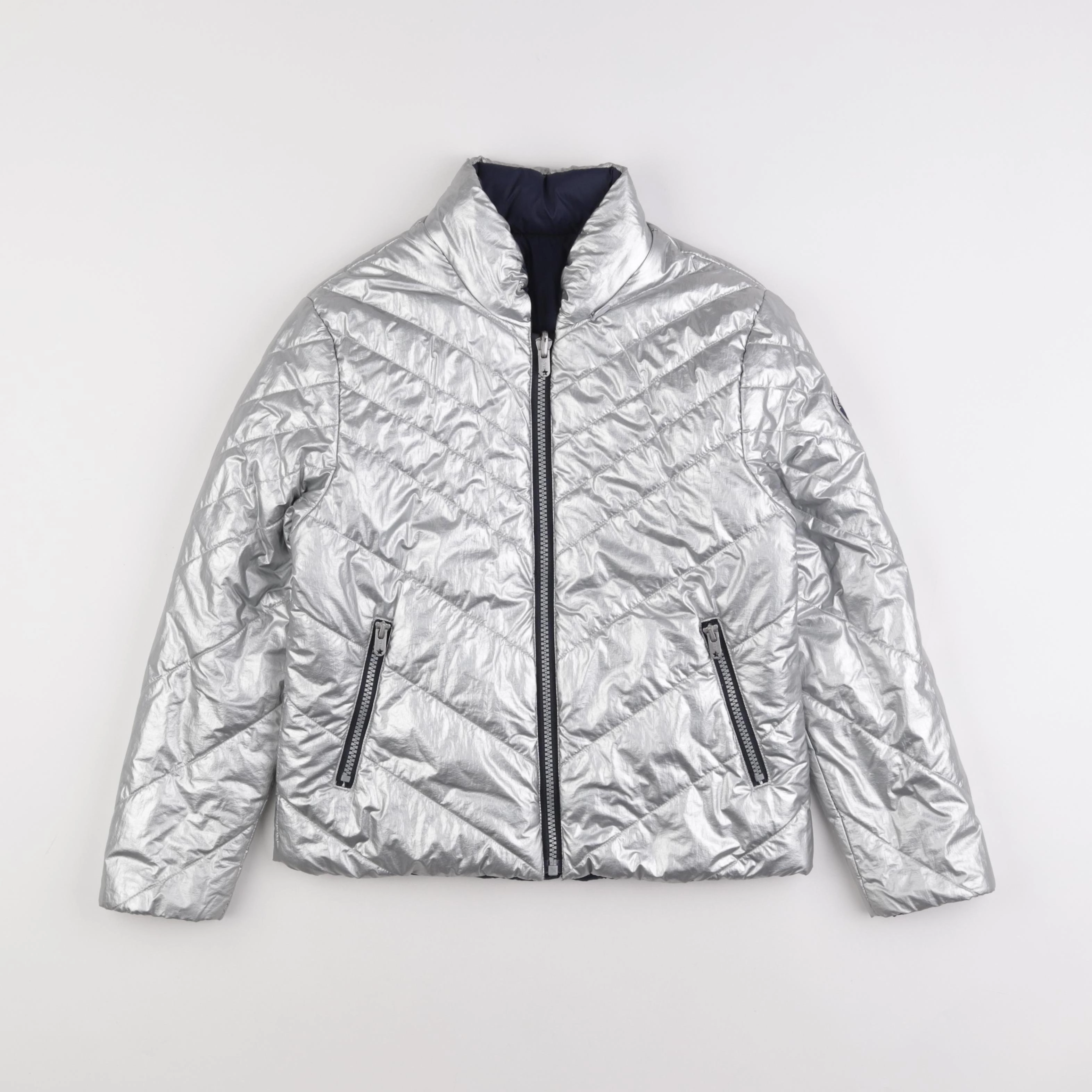 IKKS - doudoune réversible argent, bleu - 10 ans