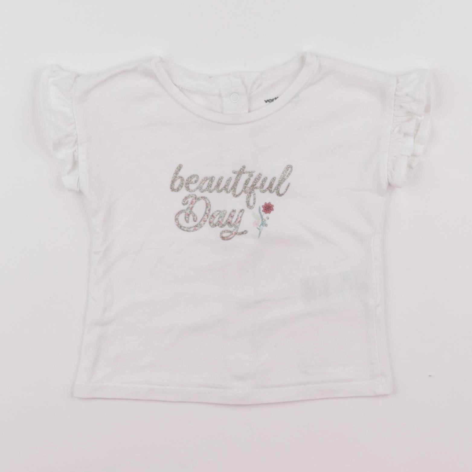 Vertbaudet - tee-shirt blanc, or - 9 mois