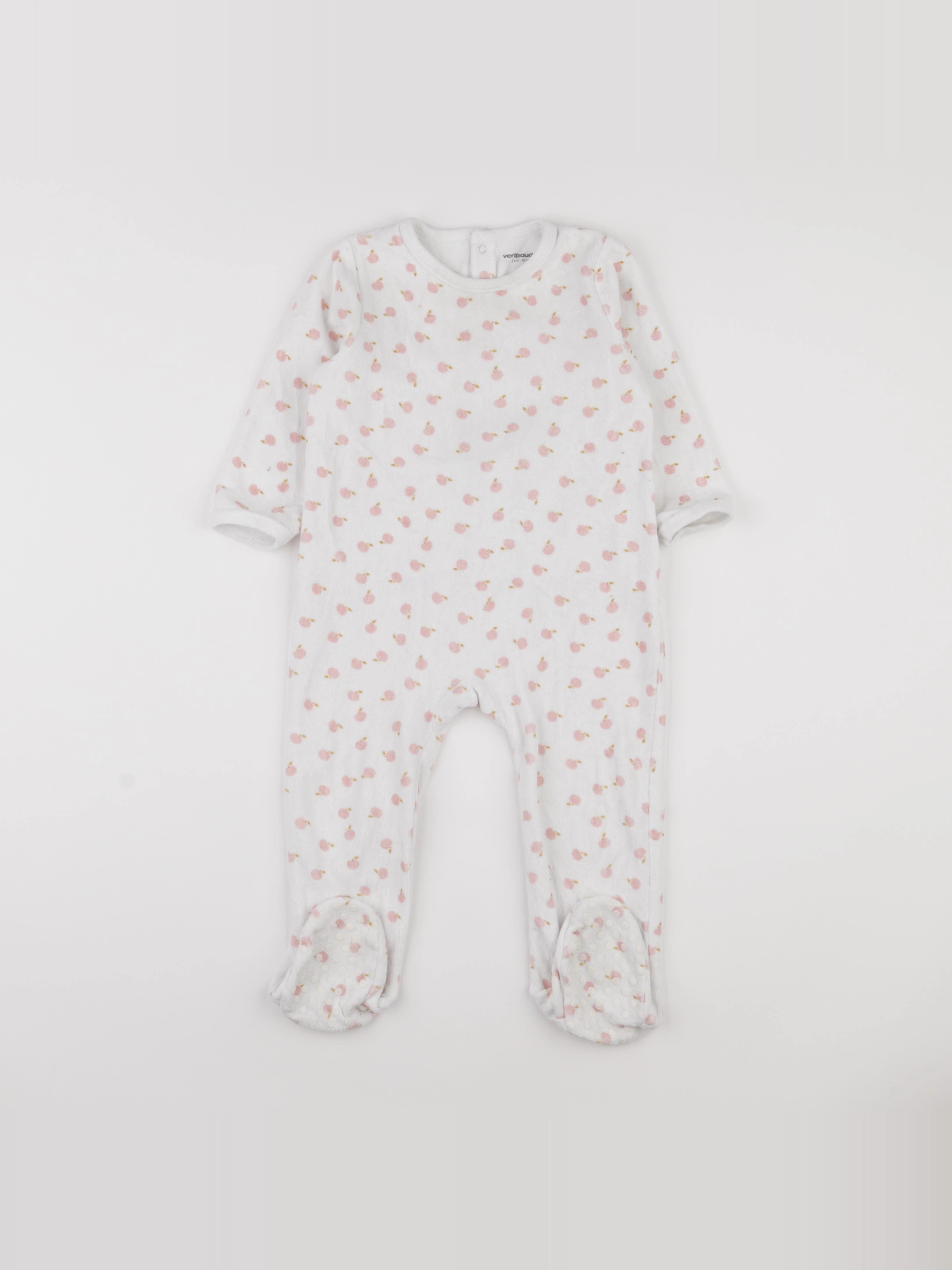 Vertbaudet - pyjama velours blanc, rose - 2 ans