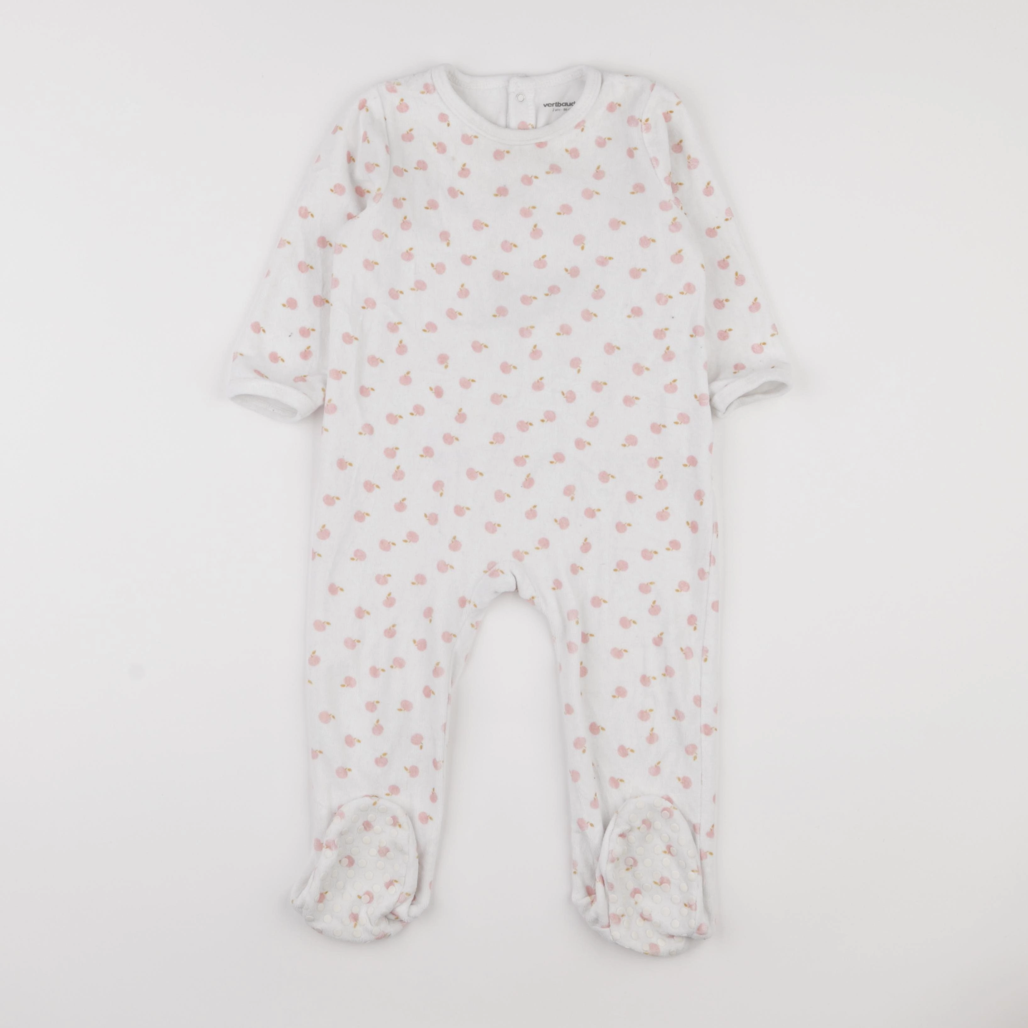 Vertbaudet - pyjama velours blanc, rose - 2 ans