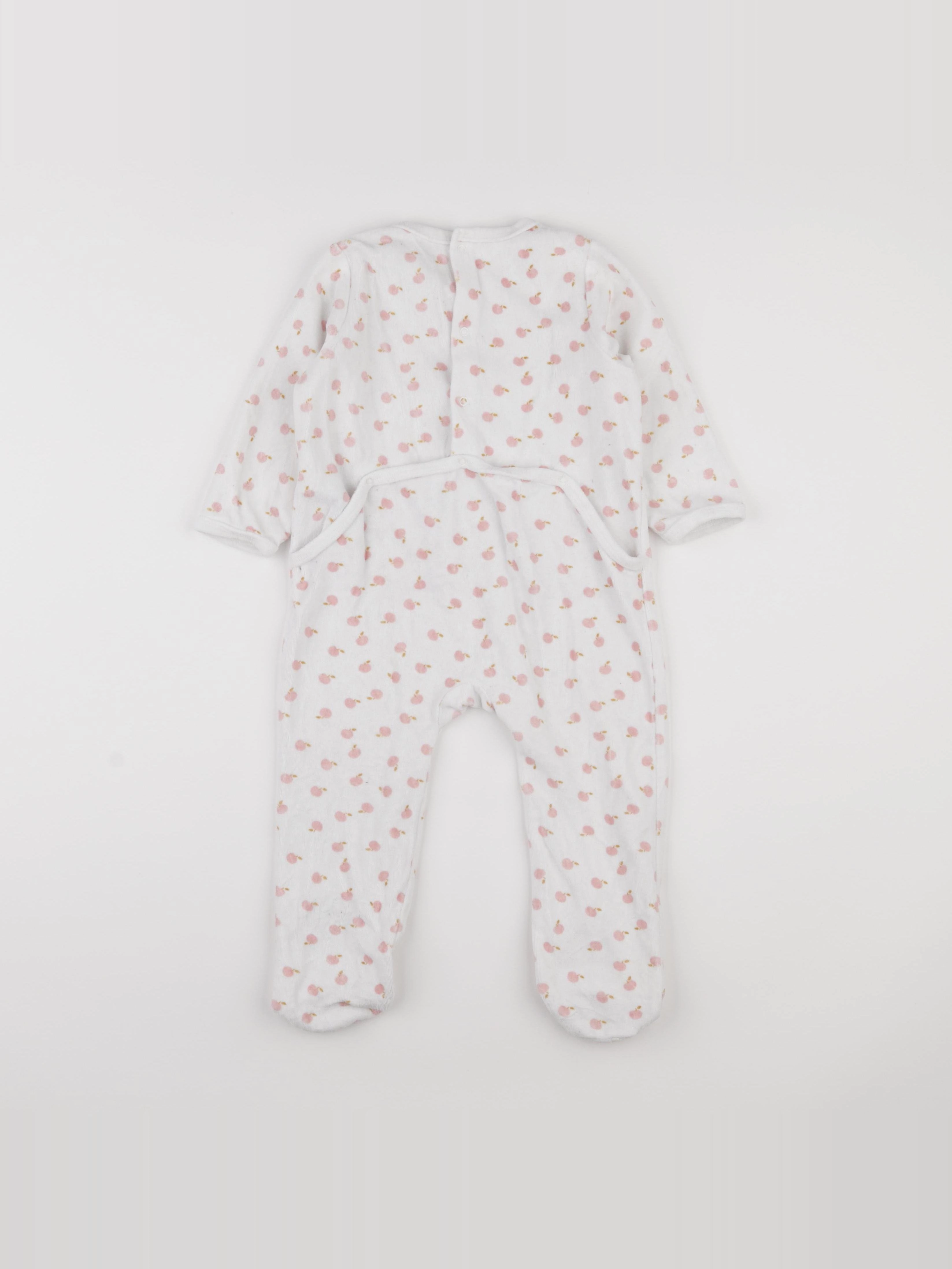 Vertbaudet - pyjama velours blanc, rose - 2 ans