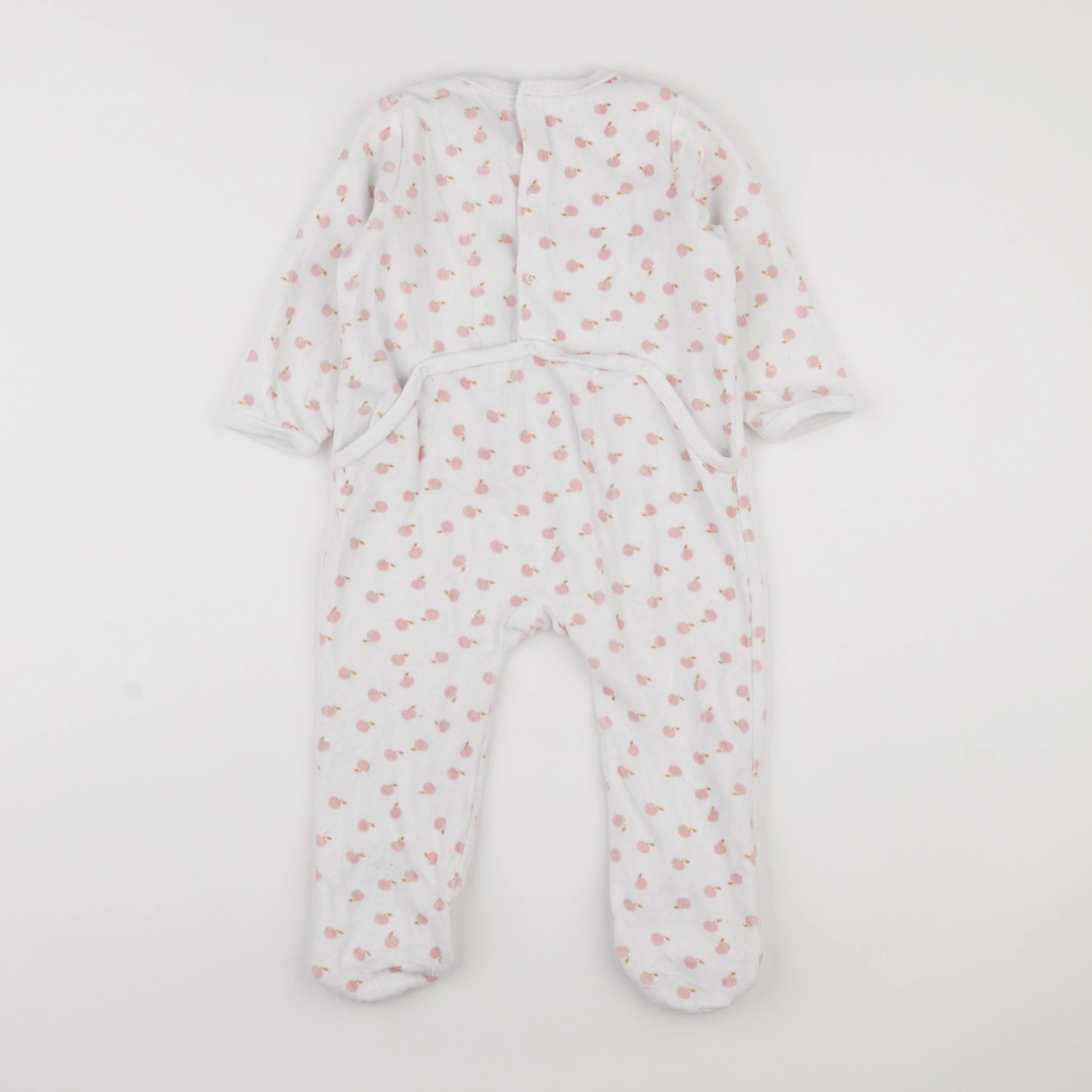 Vertbaudet - pyjama velours blanc, rose - 2 ans