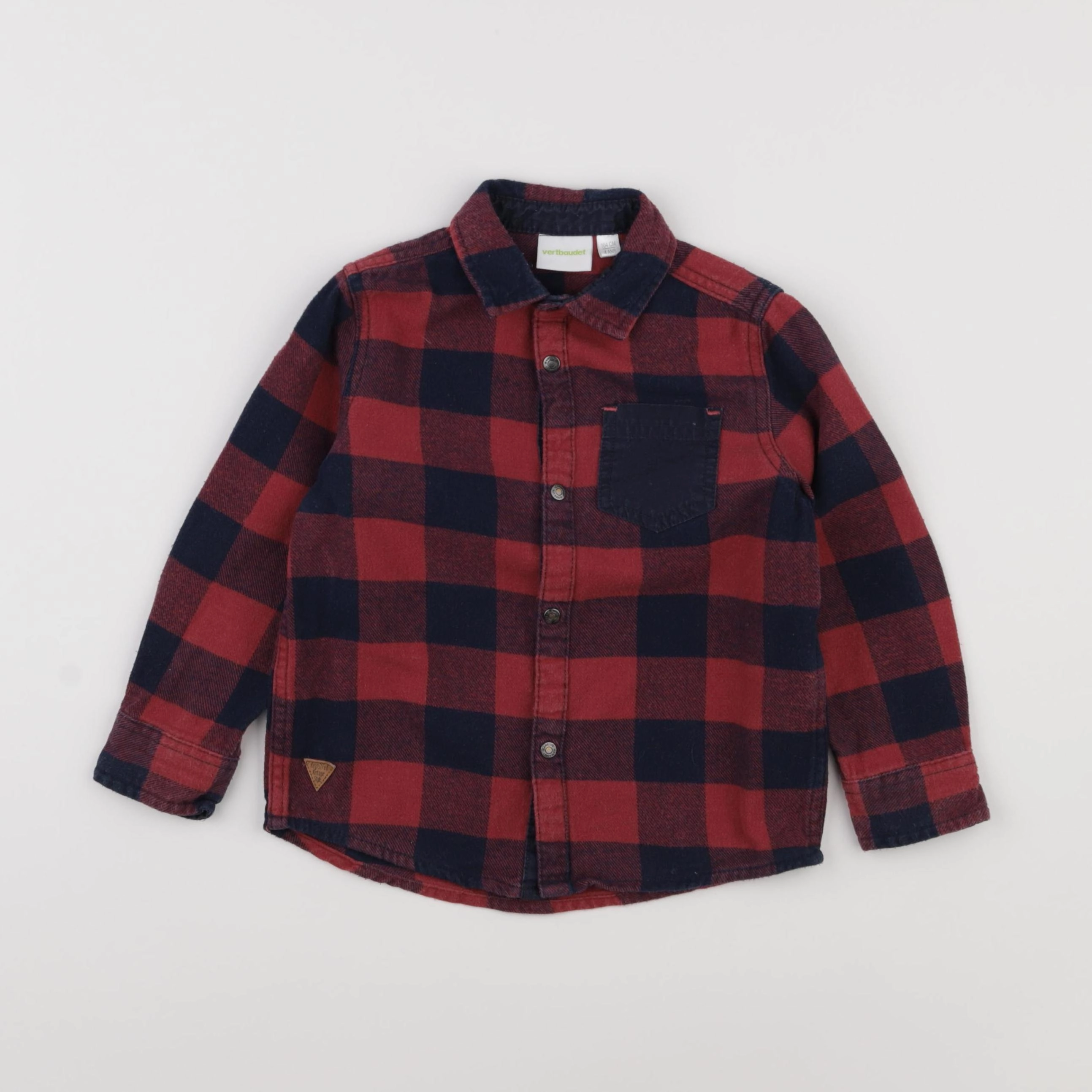Vertbaudet - chemise bleu, rouge - 4 ans
