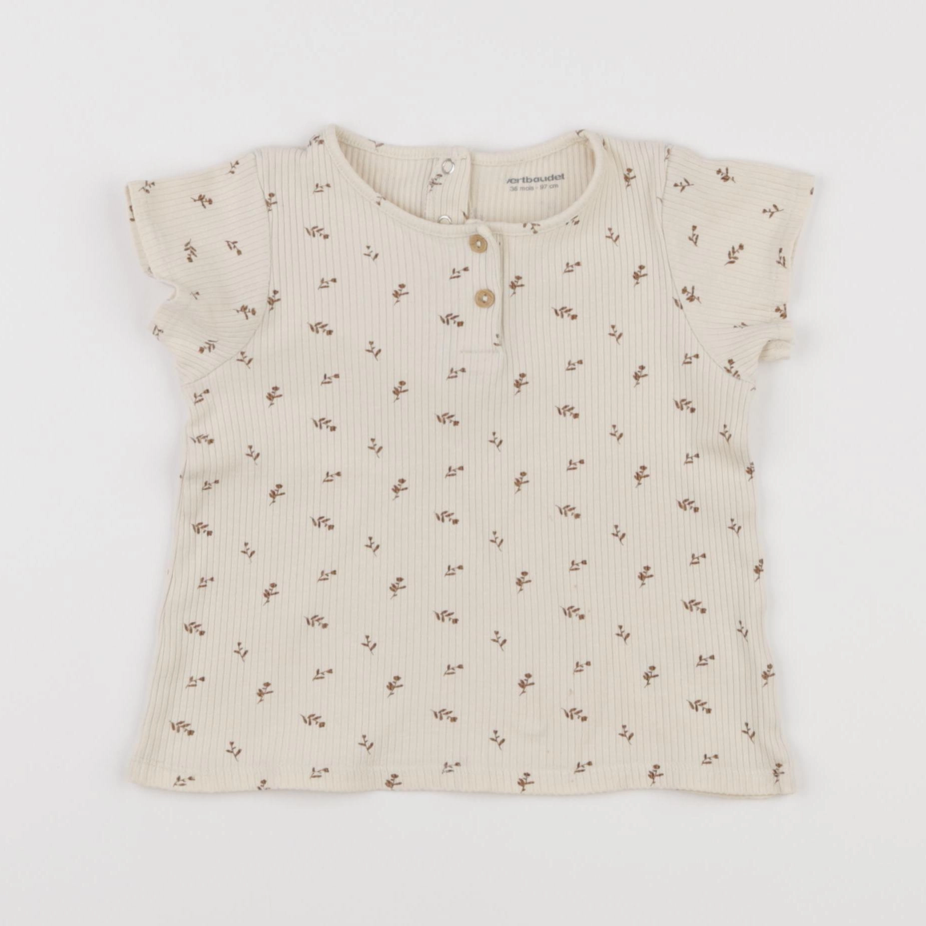 Vertbaudet - tee-shirt beige - 36 mois