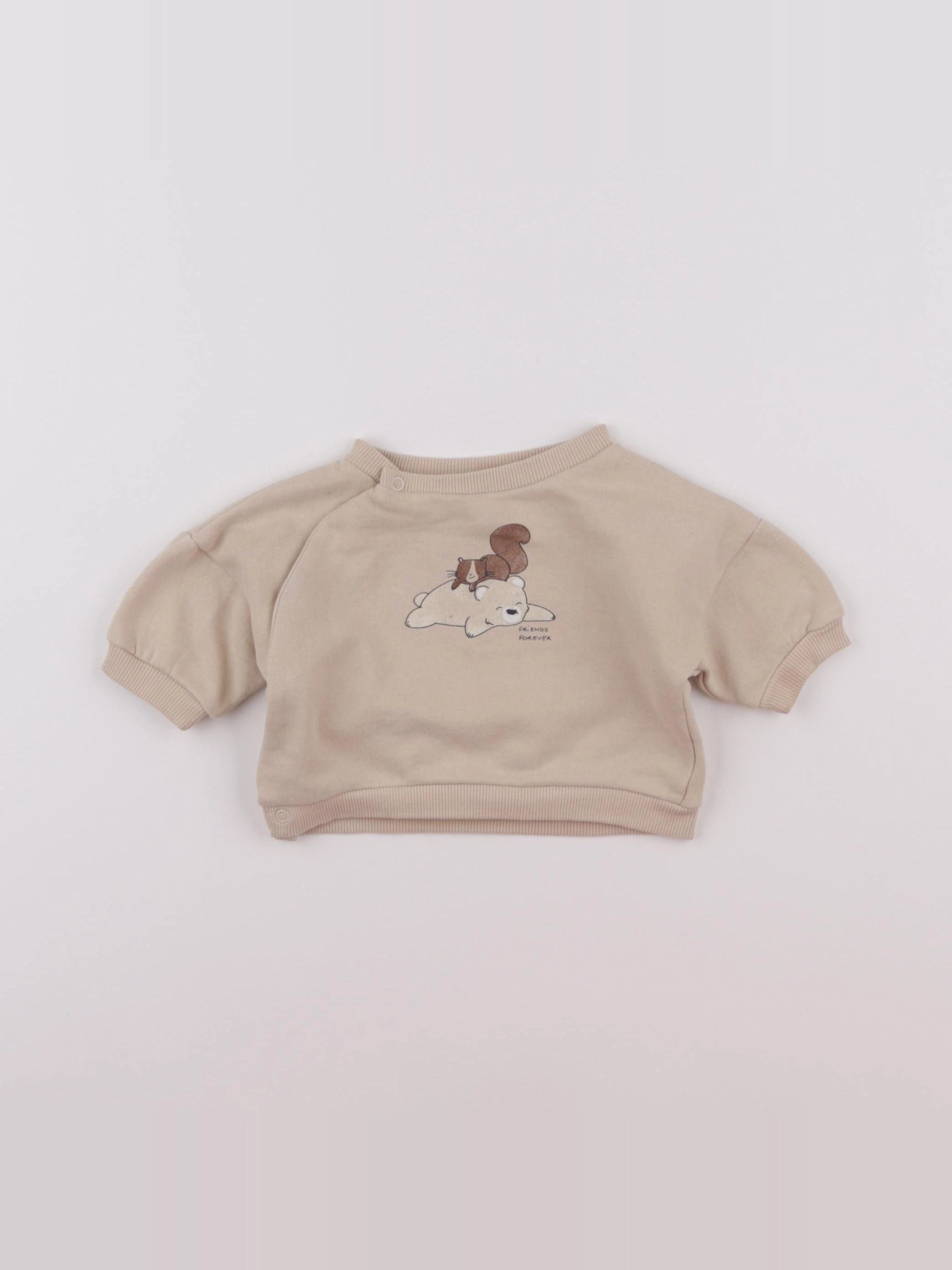 Vertbaudet - sweat beige - 1 mois
