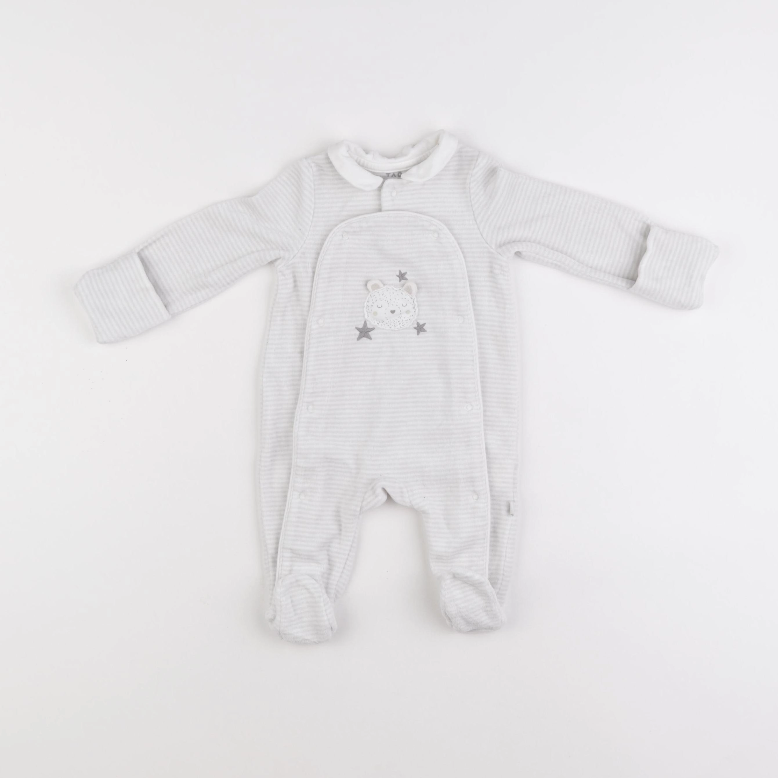 Tape à l'oeil - pyjama velours gris - 3 mois