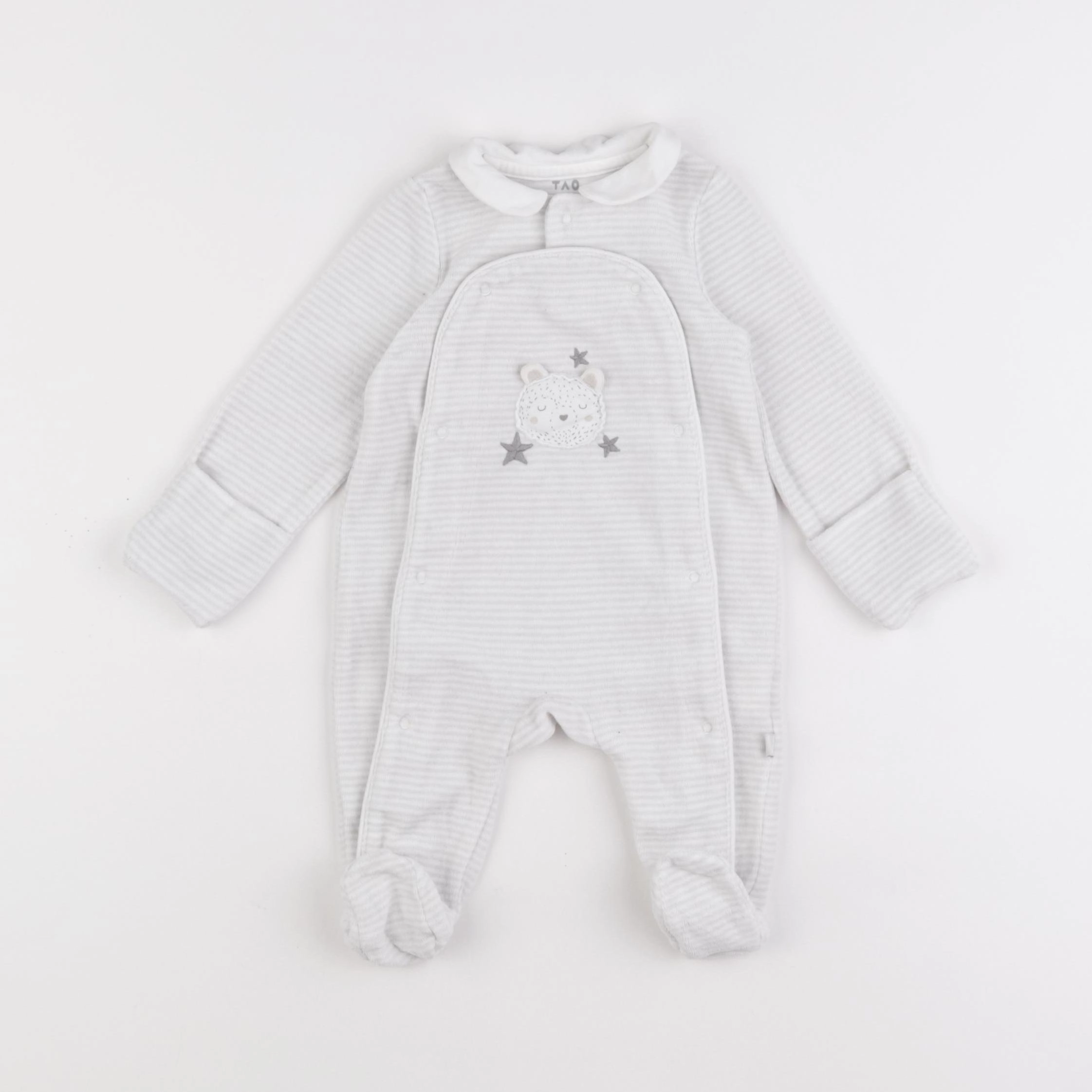 Tape à l'oeil - pyjama velours gris - 3 mois