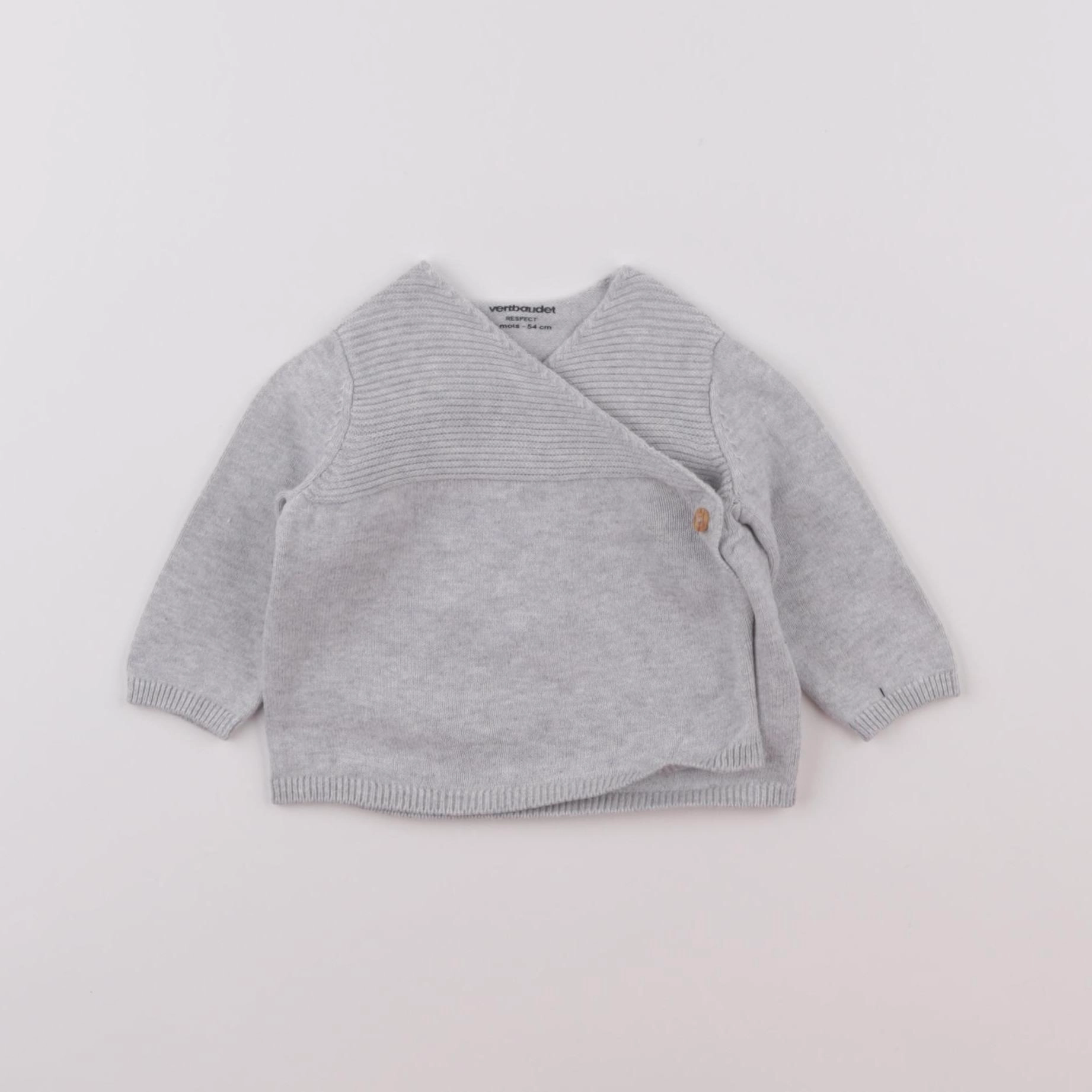 Vertbaudet - gilet gris - 1 mois