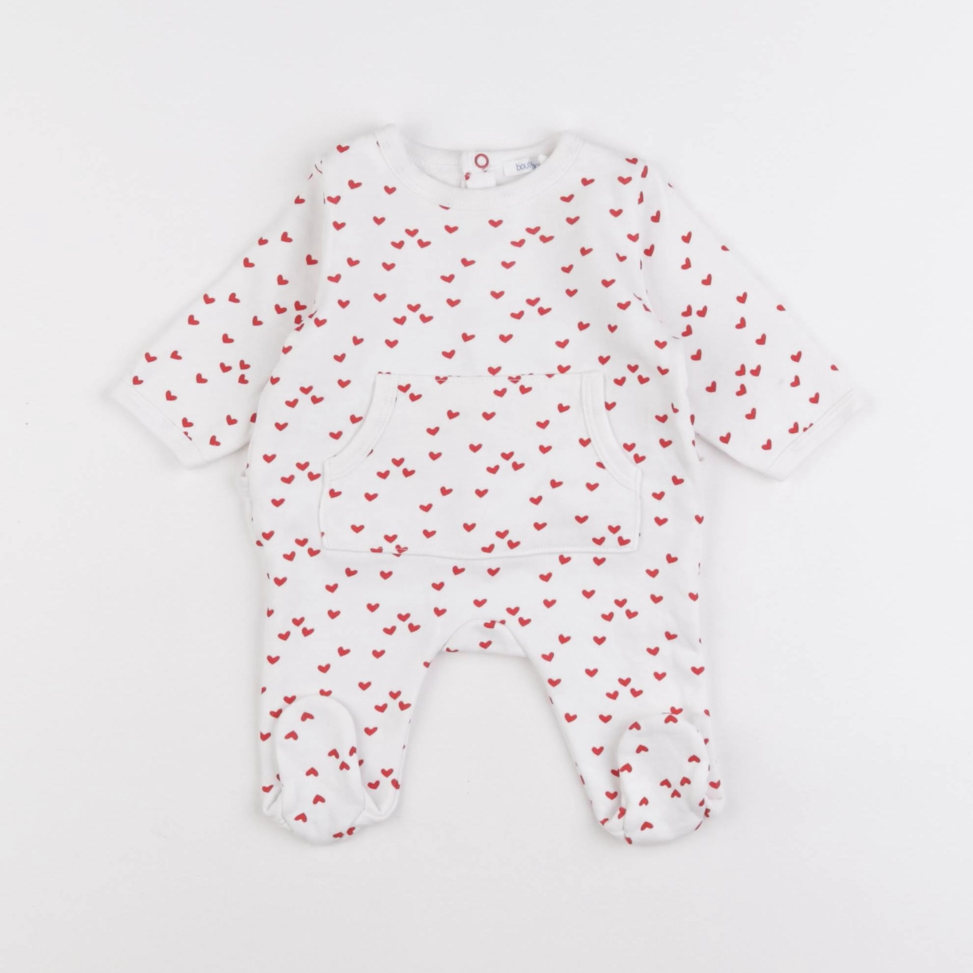 Boutchou - pyjama coton blanc, rouge - 1 mois