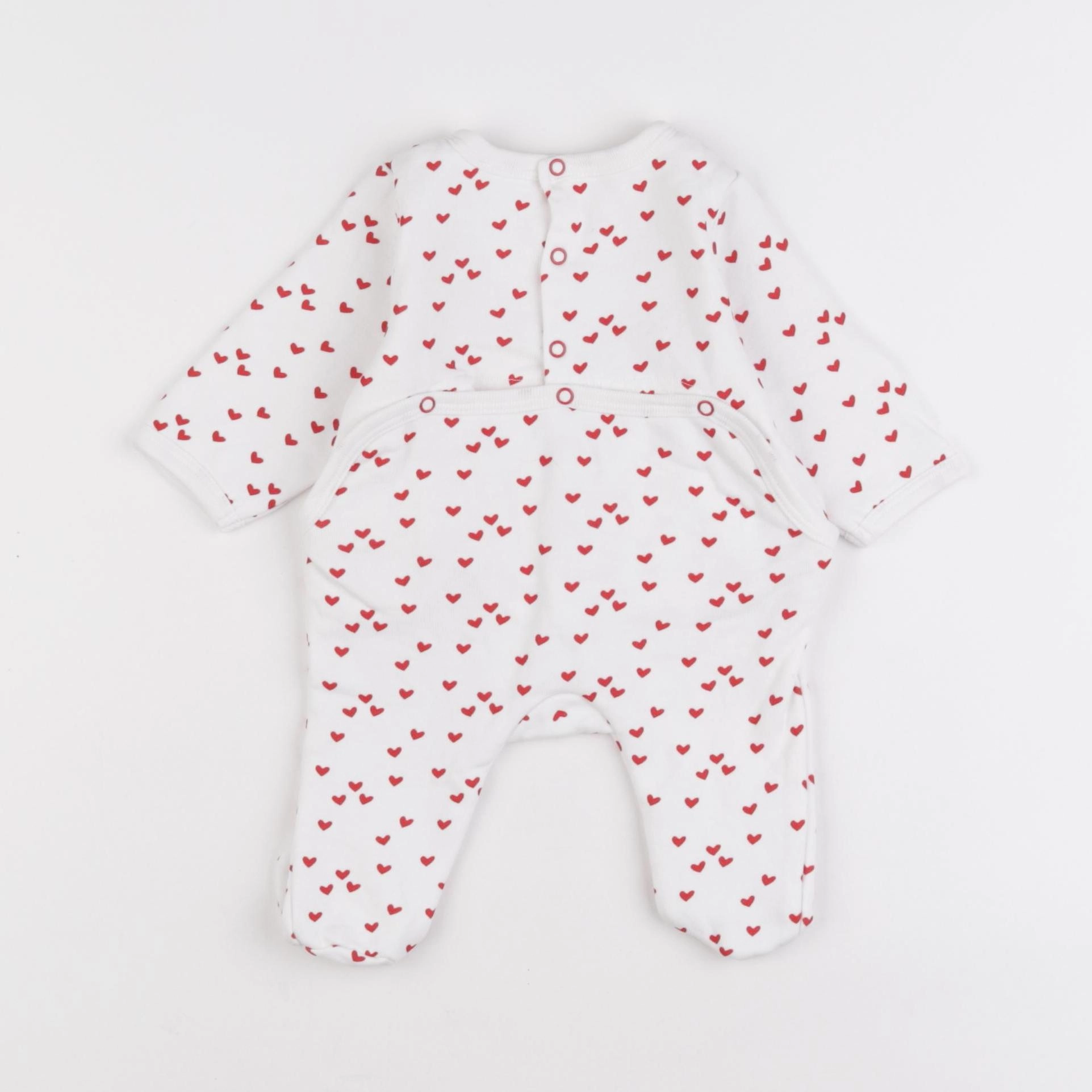 Boutchou - pyjama coton blanc, rouge - 1 mois