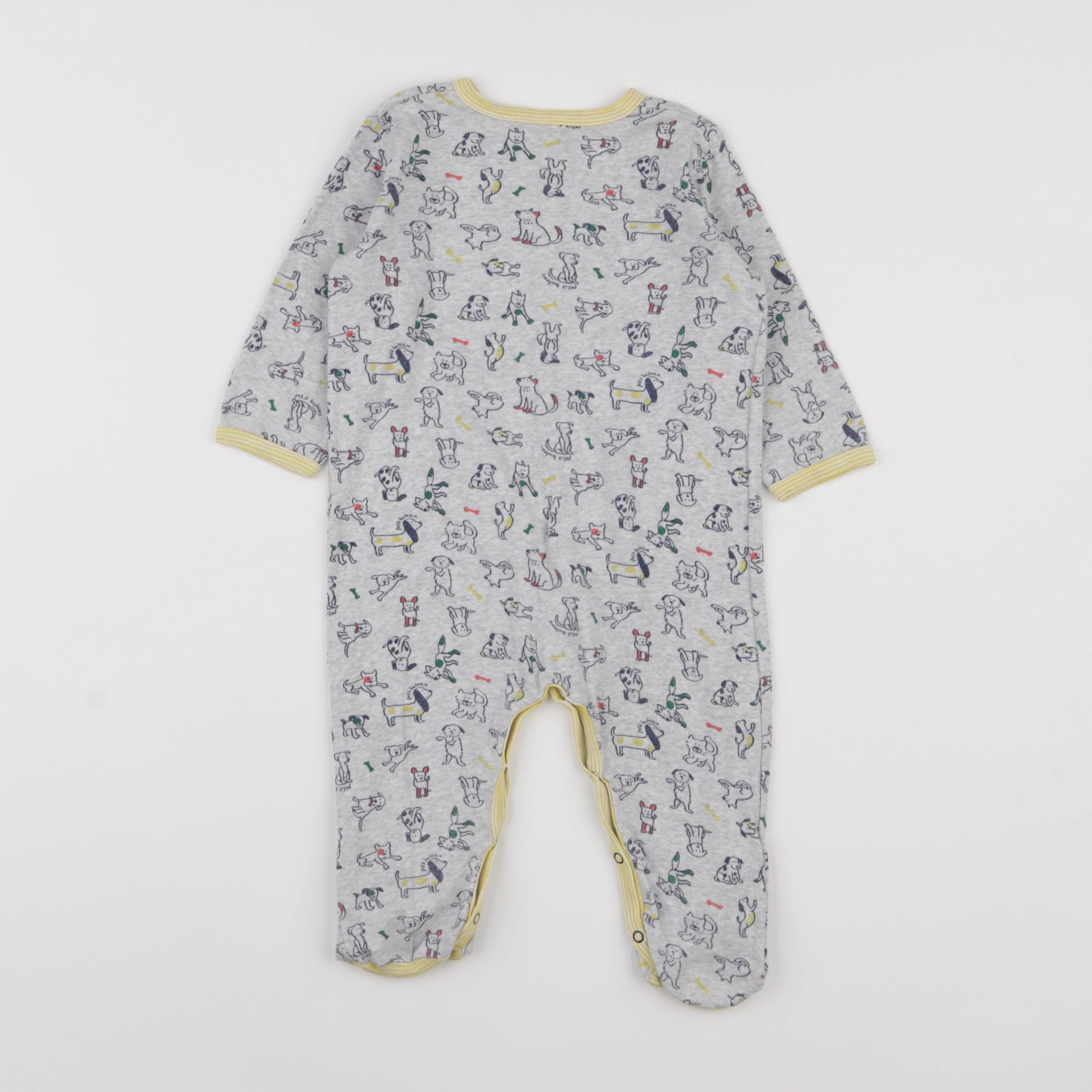 Petit Bateau - pyjama coton gris, jaune - 12 mois