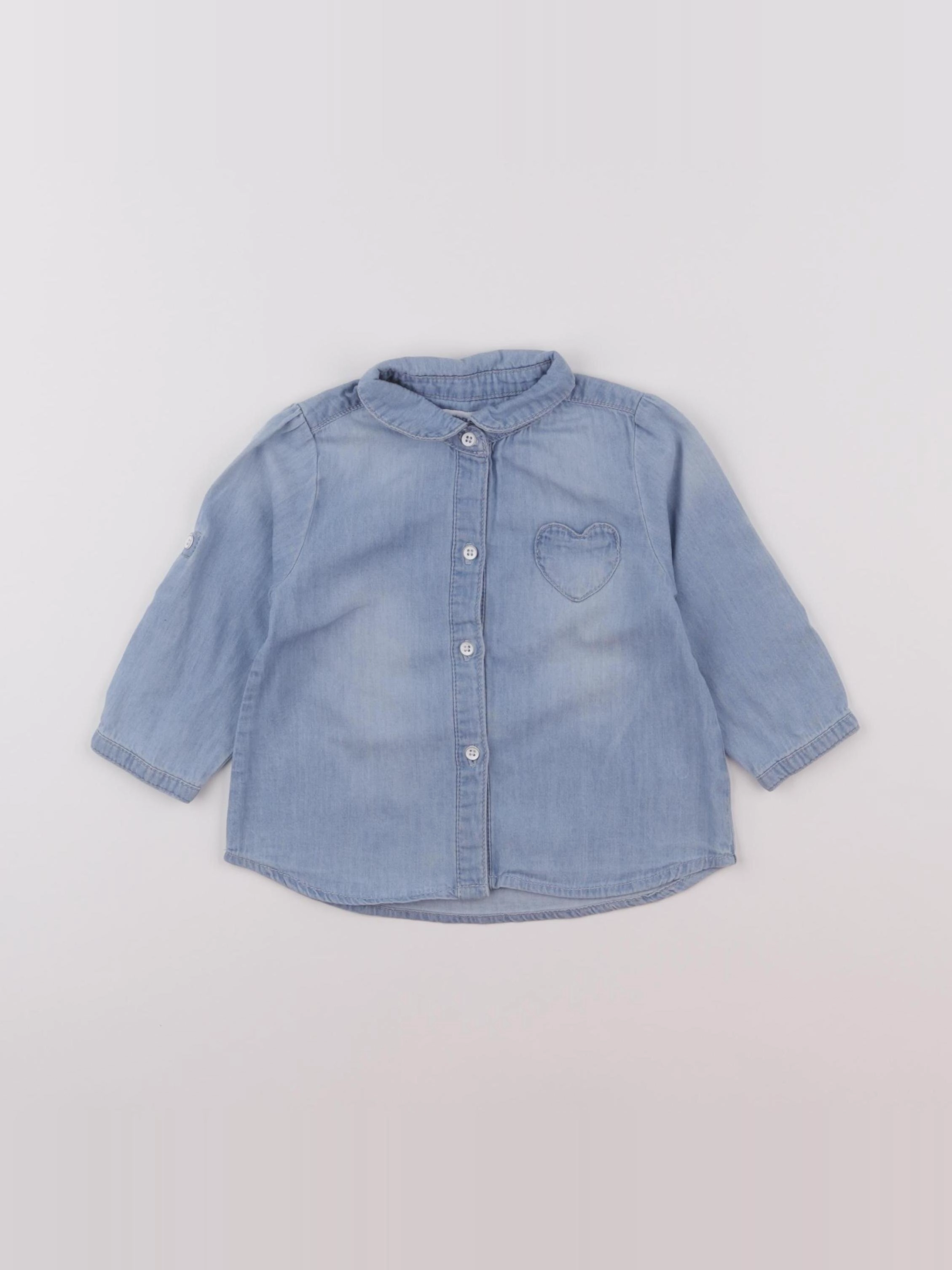 Vertbaudet - chemise bleu - 9 mois