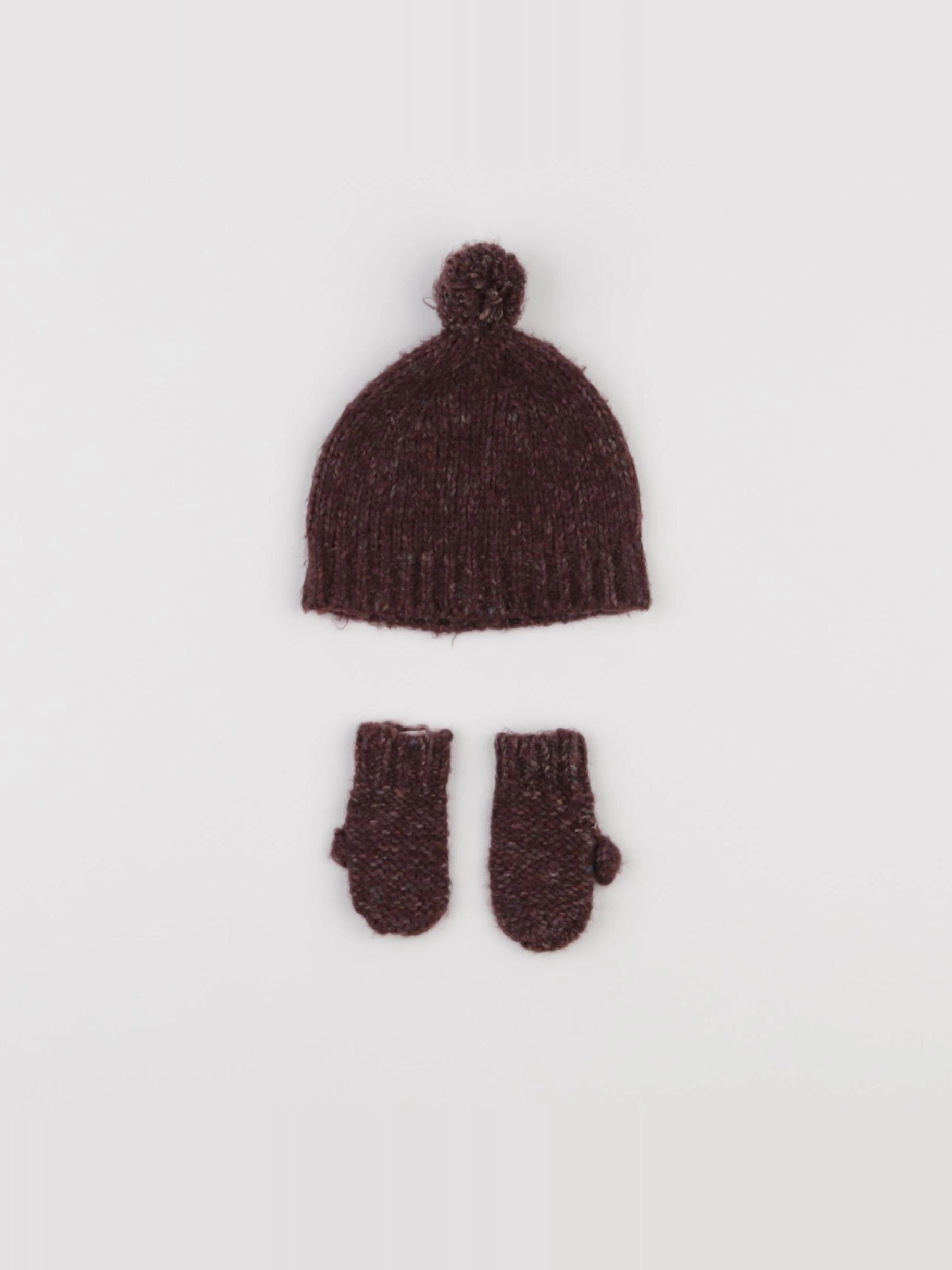 Zara - ensemble bonnet/moufles rouge - 1/6 mois