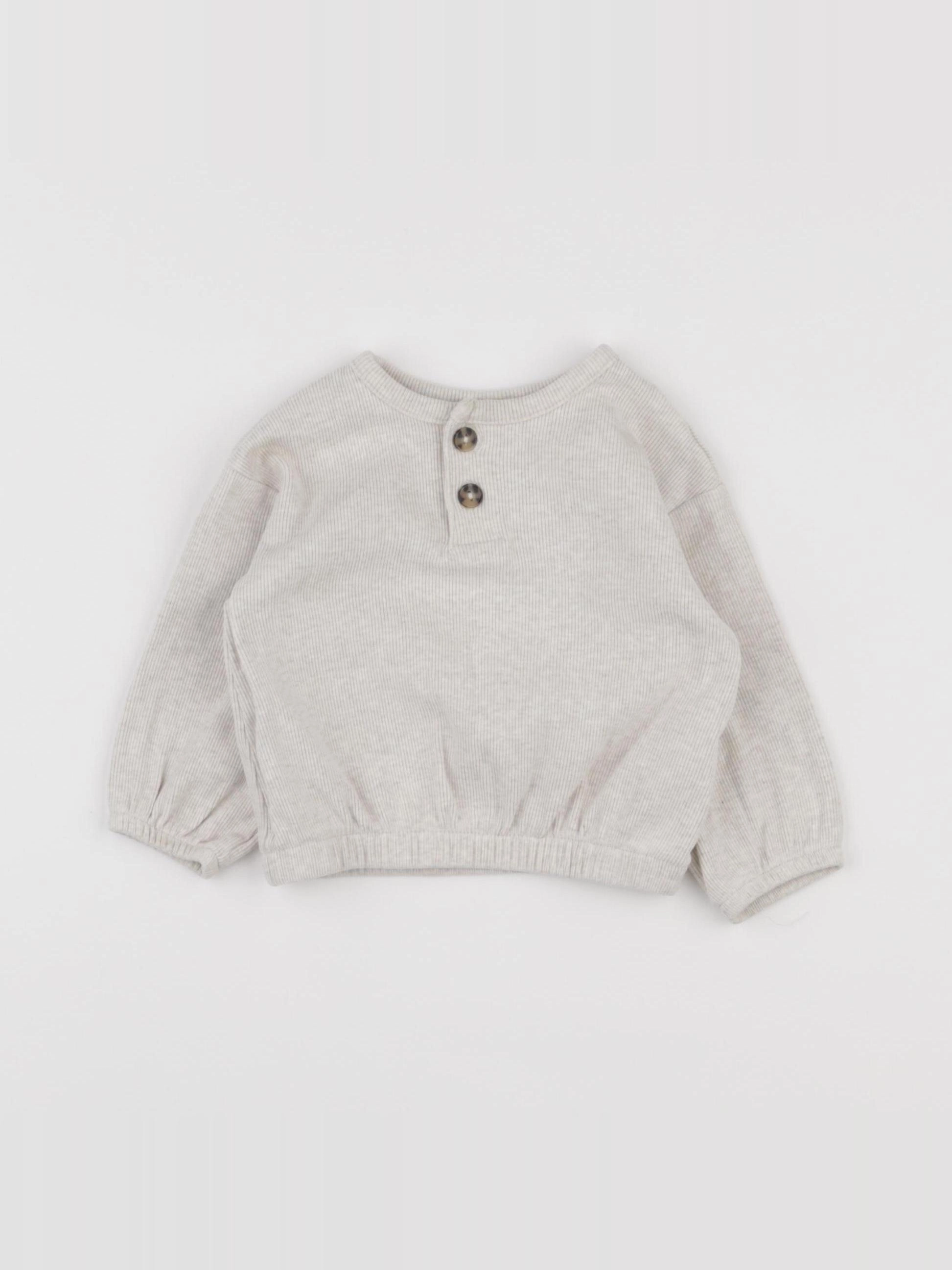 H&M - sweat beige - 6/9 mois