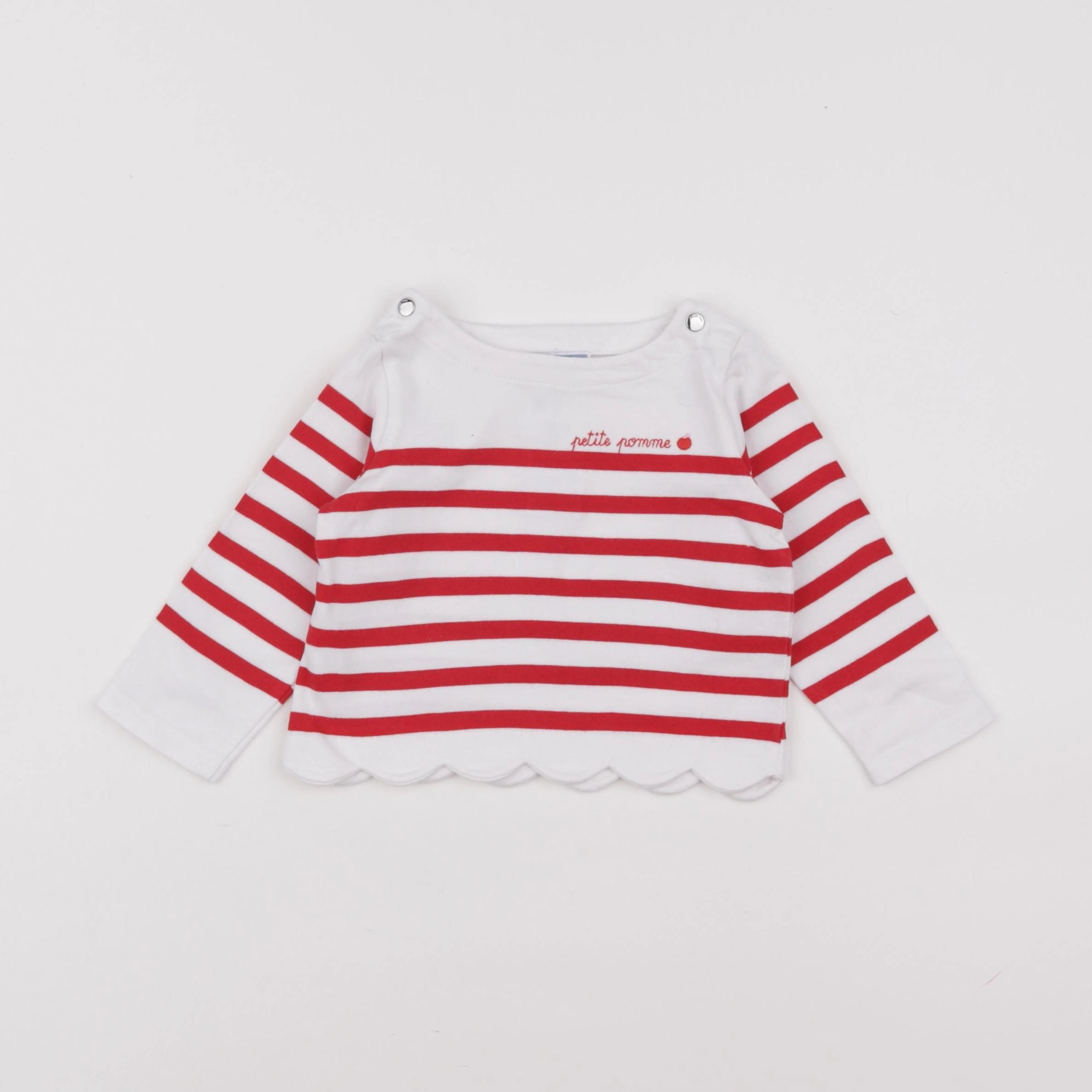 Jacadi - sweat blanc, rouge - 12 mois