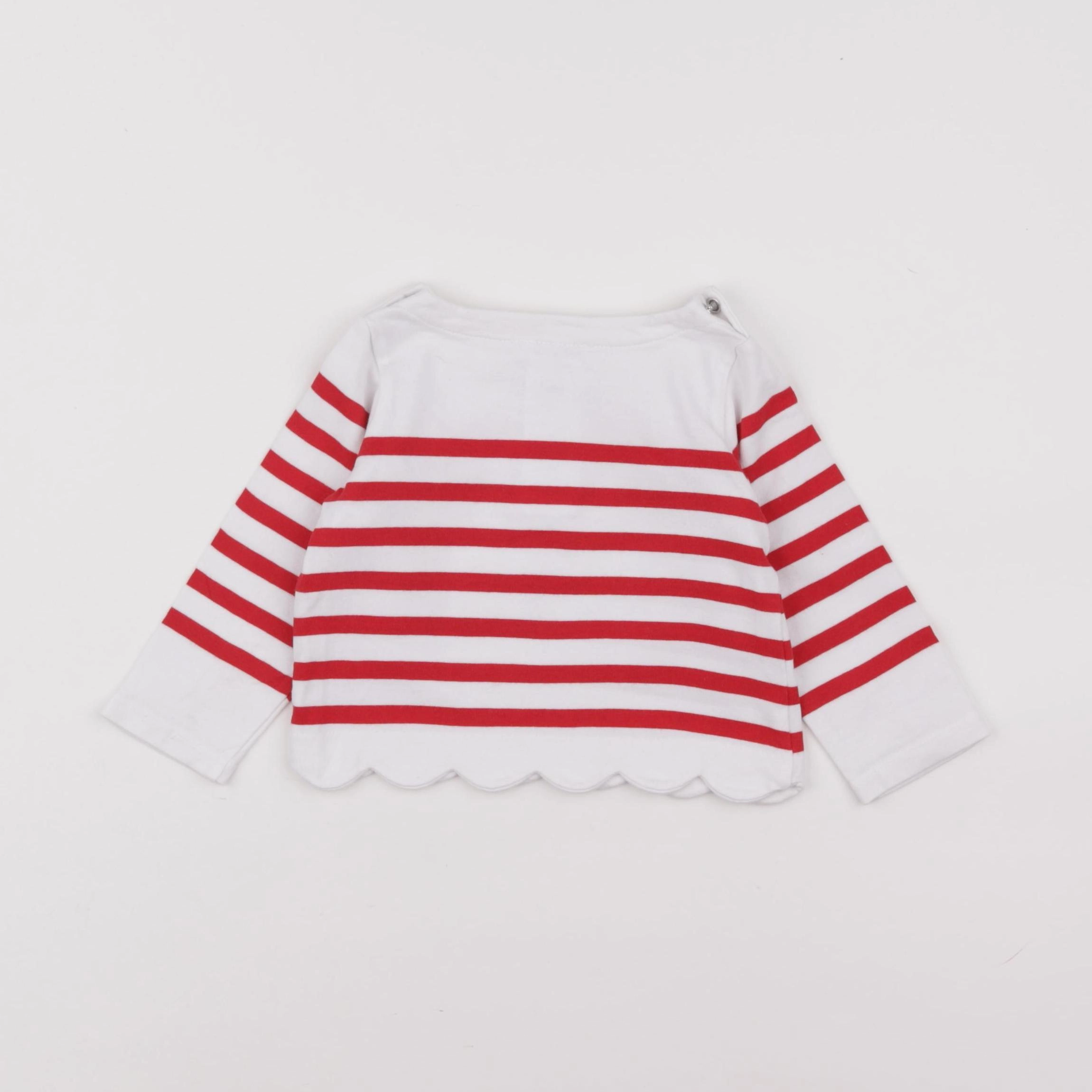 Jacadi - sweat blanc, rouge - 12 mois