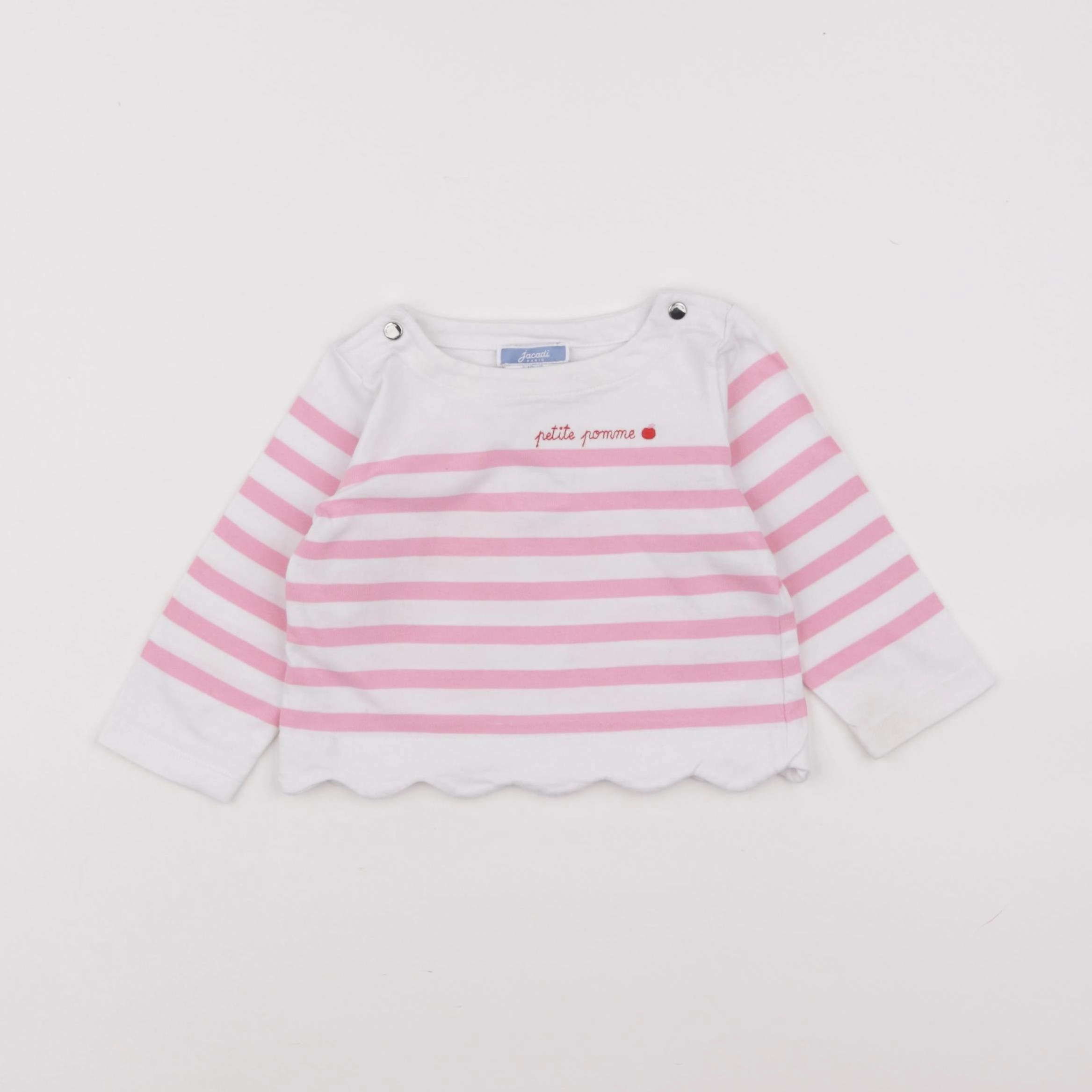 Jacadi - sweat blanc, rose - 12 mois