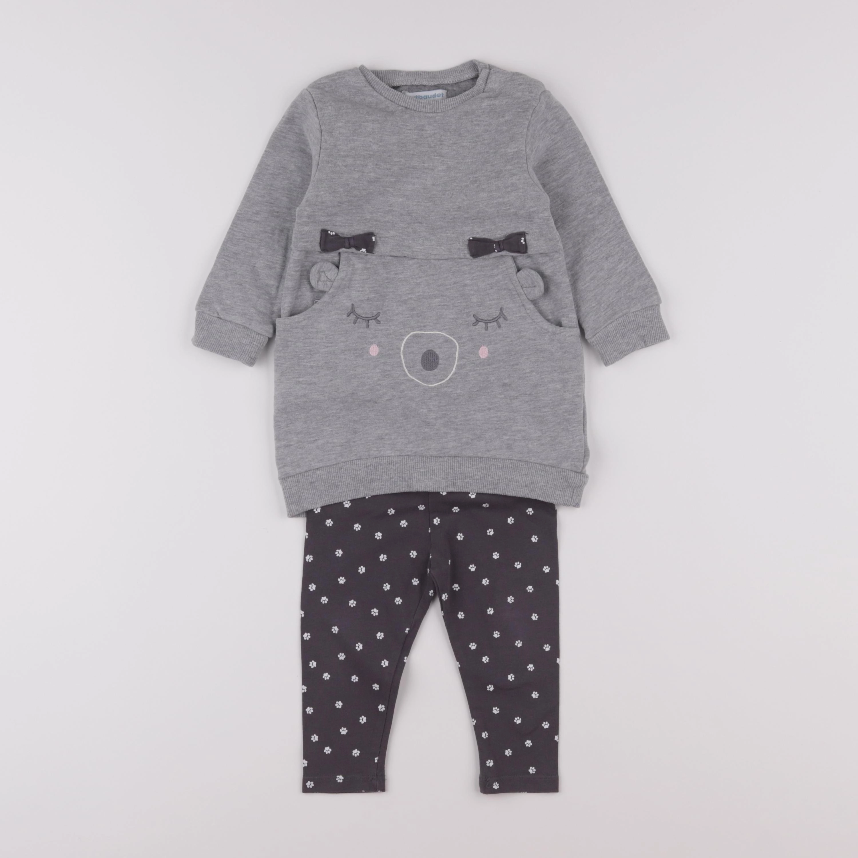 Vertbaudet - ensemble gris - 12 mois