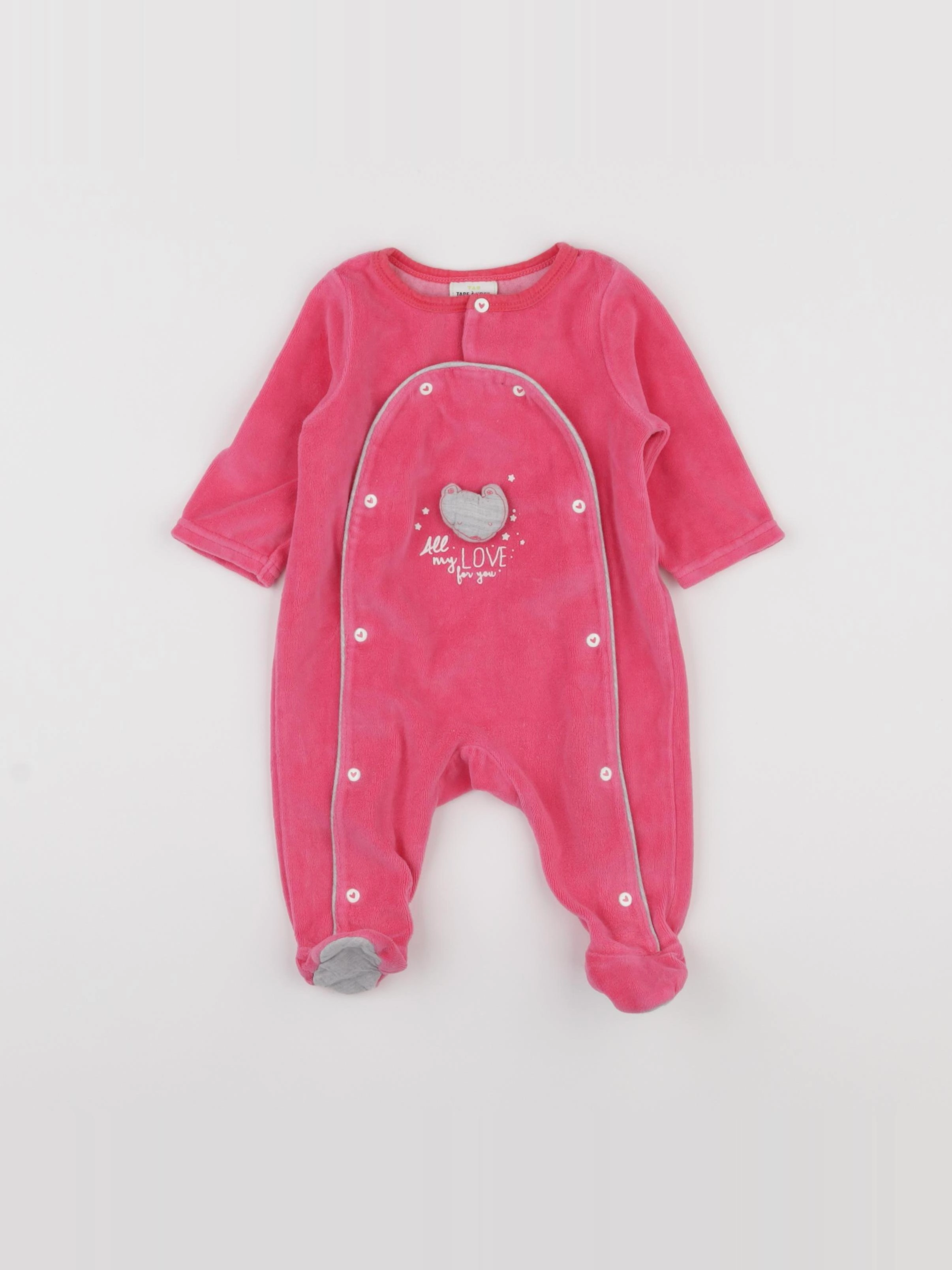 Tape à l'oeil - pyjama velours rose - 3 mois