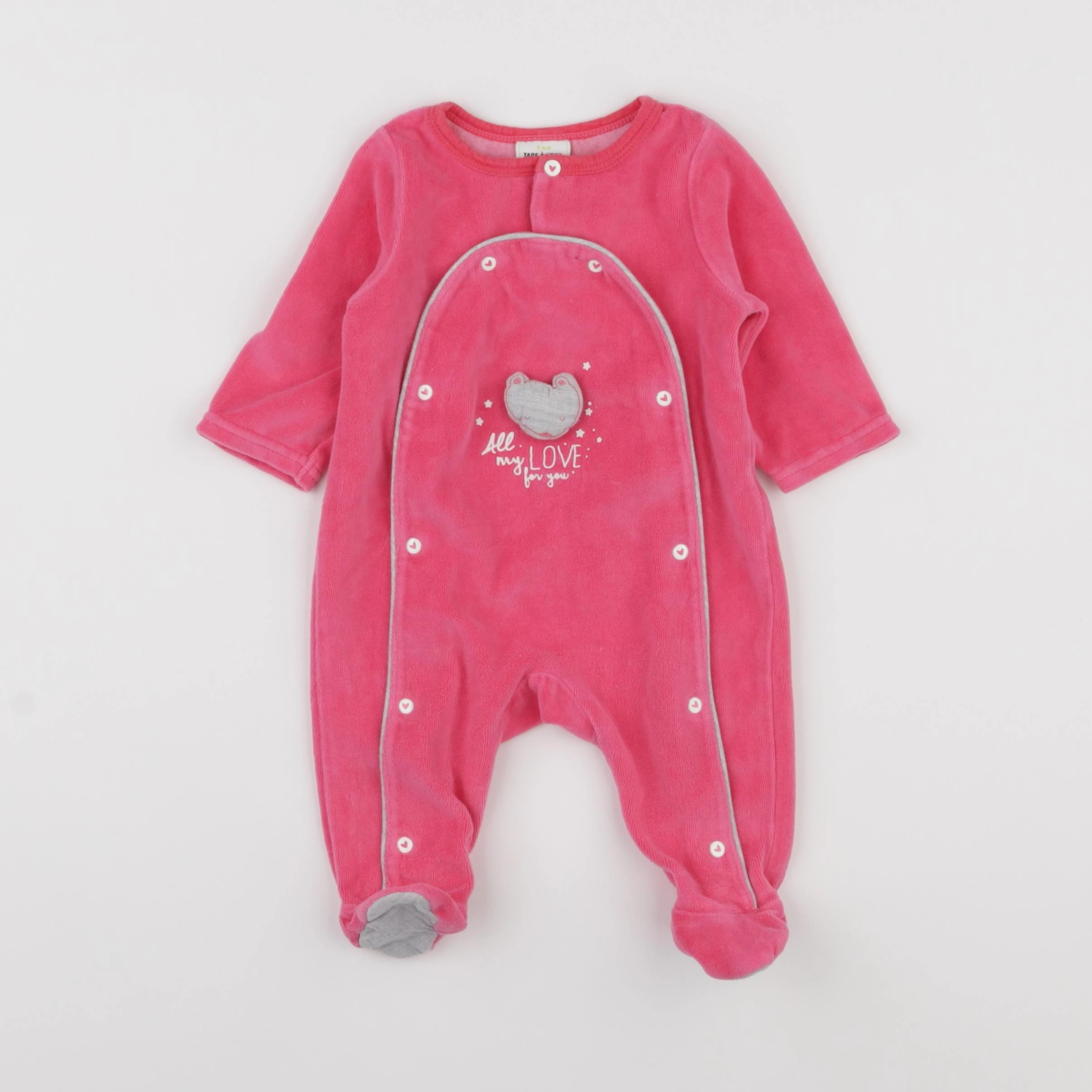 Tape à l'oeil - pyjama velours rose - 3 mois