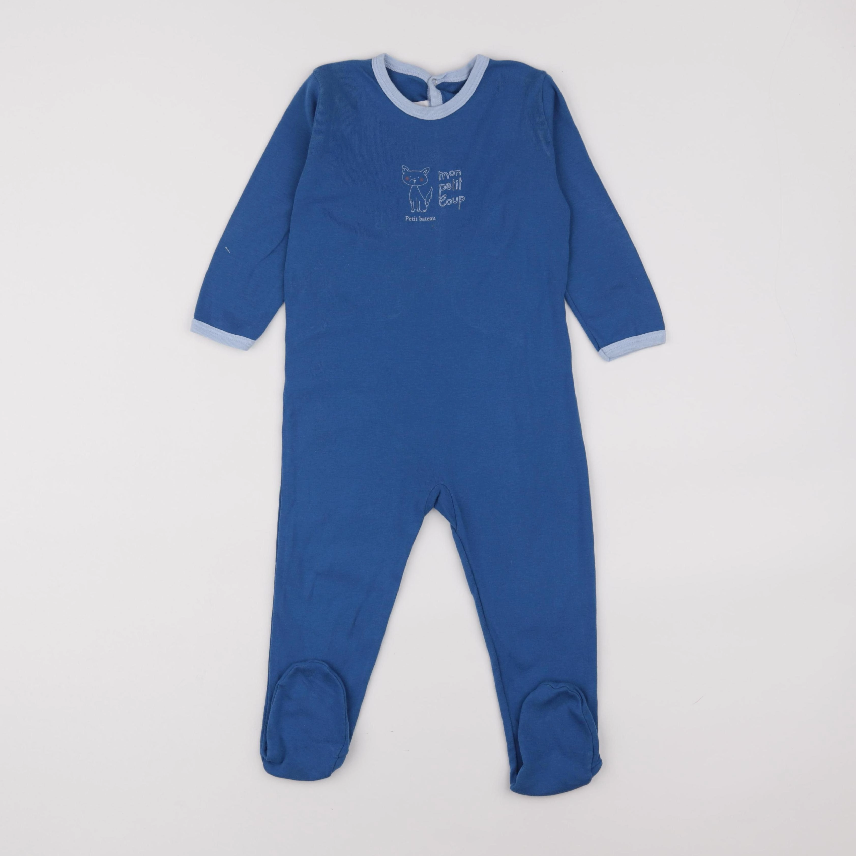 Petit Bateau - pyjama coton bleu - 2 ans