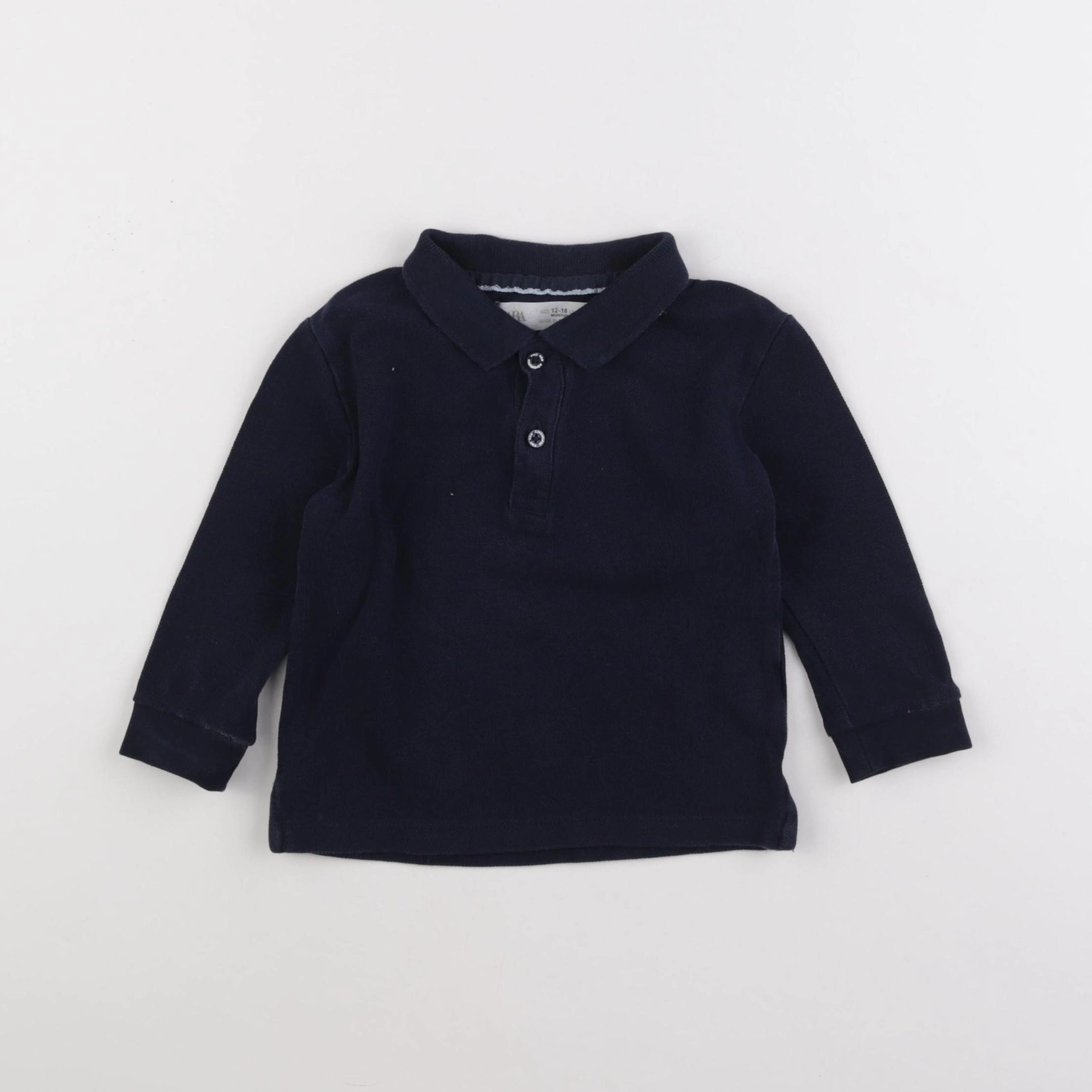 Zara - polo bleu - 12/18 mois