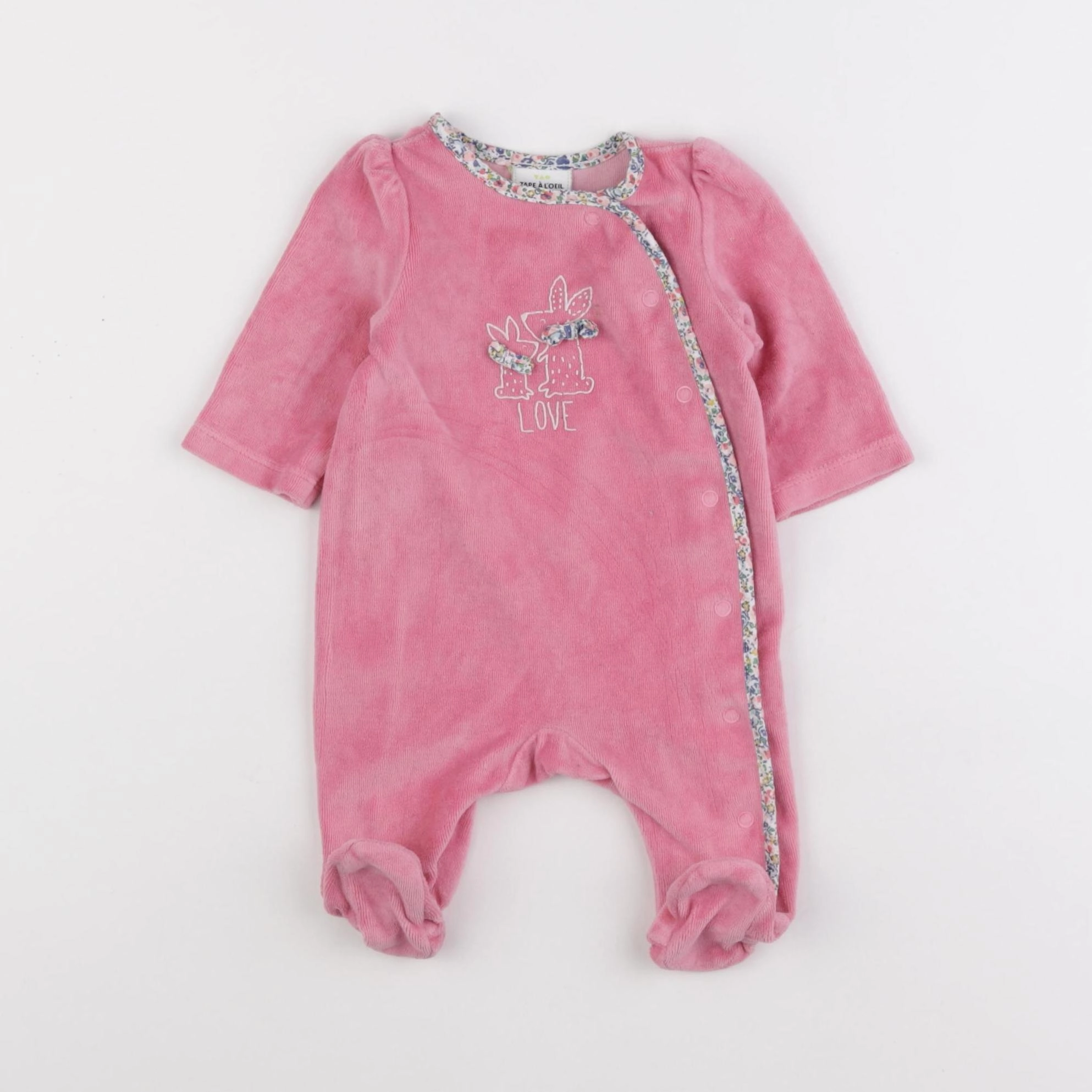 Tape à l'oeil - pyjama velours rose - 1 mois