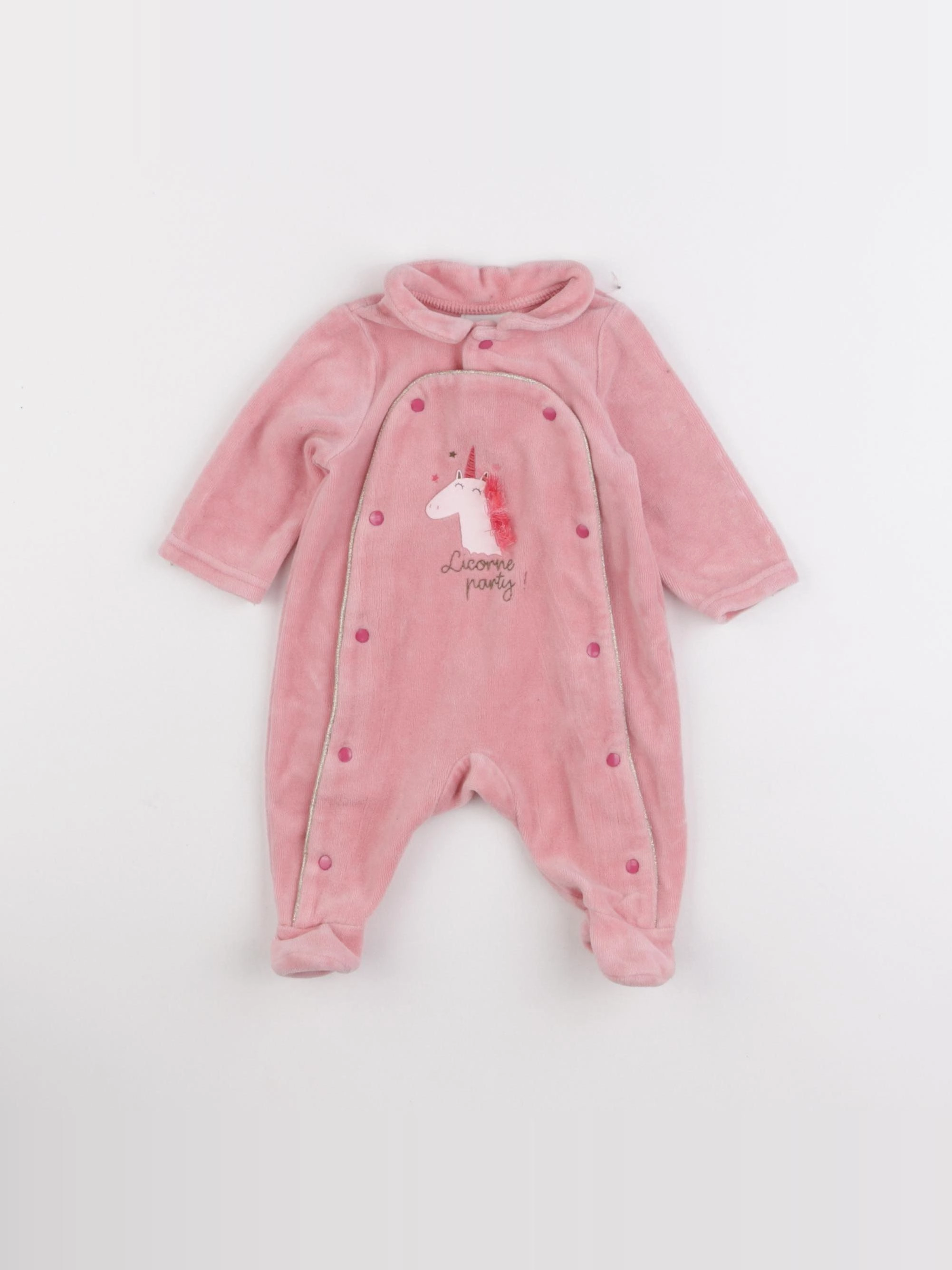 Tape à l'oeil - pyjama velours rose - 0 mois