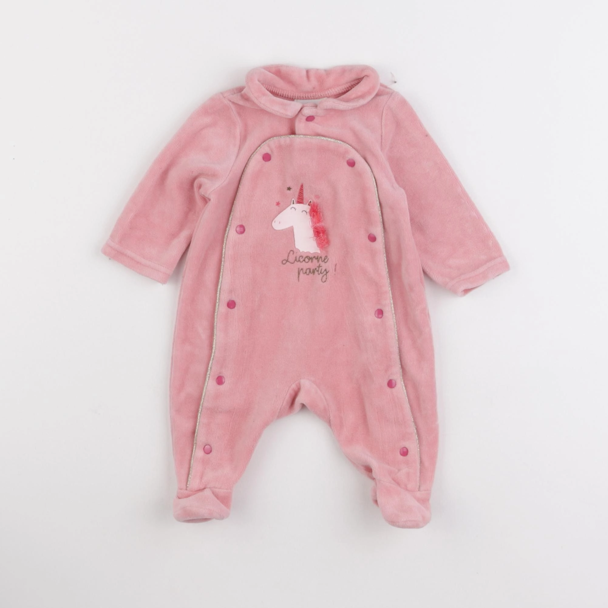 Tape à l'oeil - pyjama velours rose - 0 mois