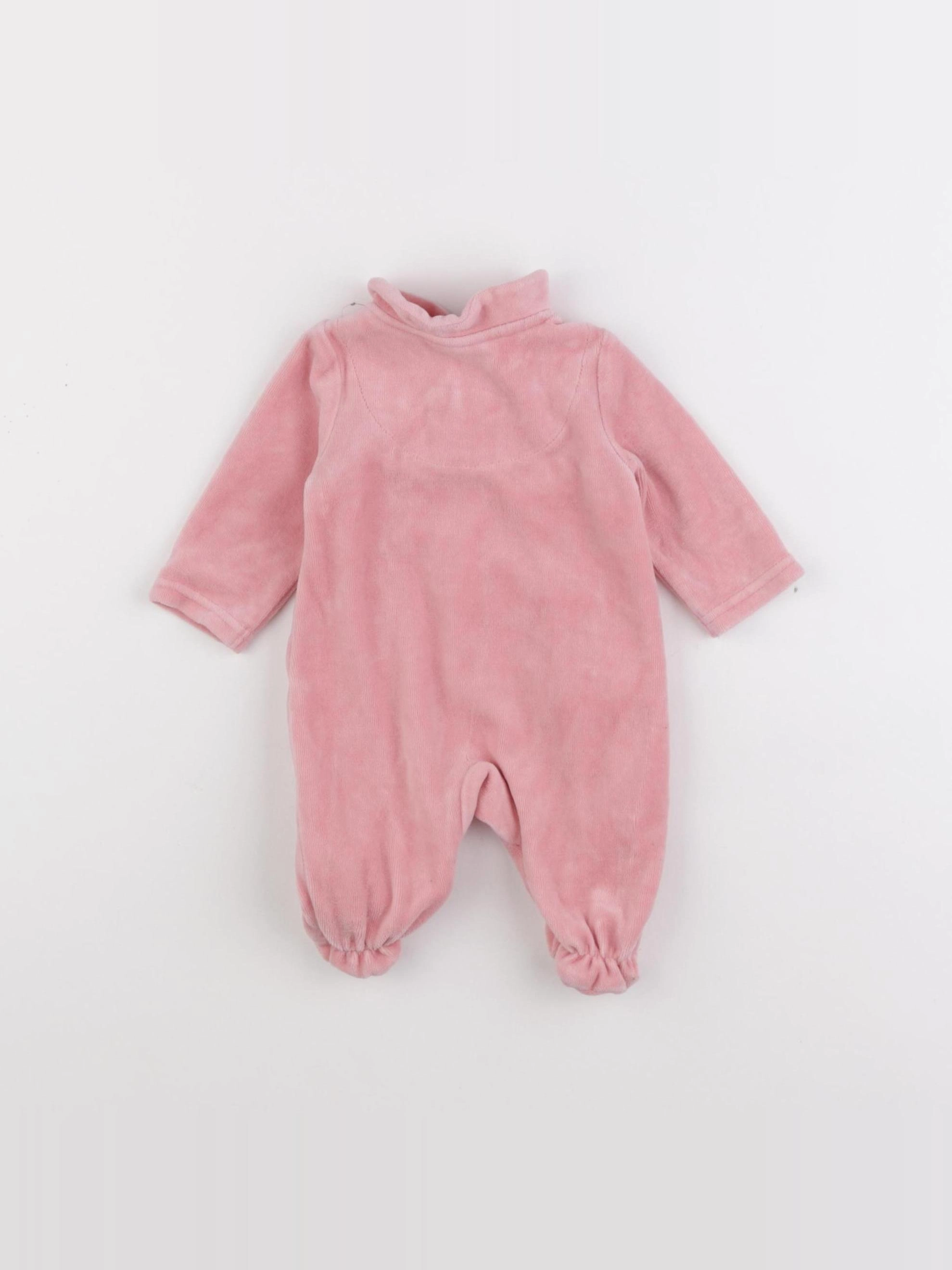 Tape à l'oeil - pyjama velours rose - 0 mois