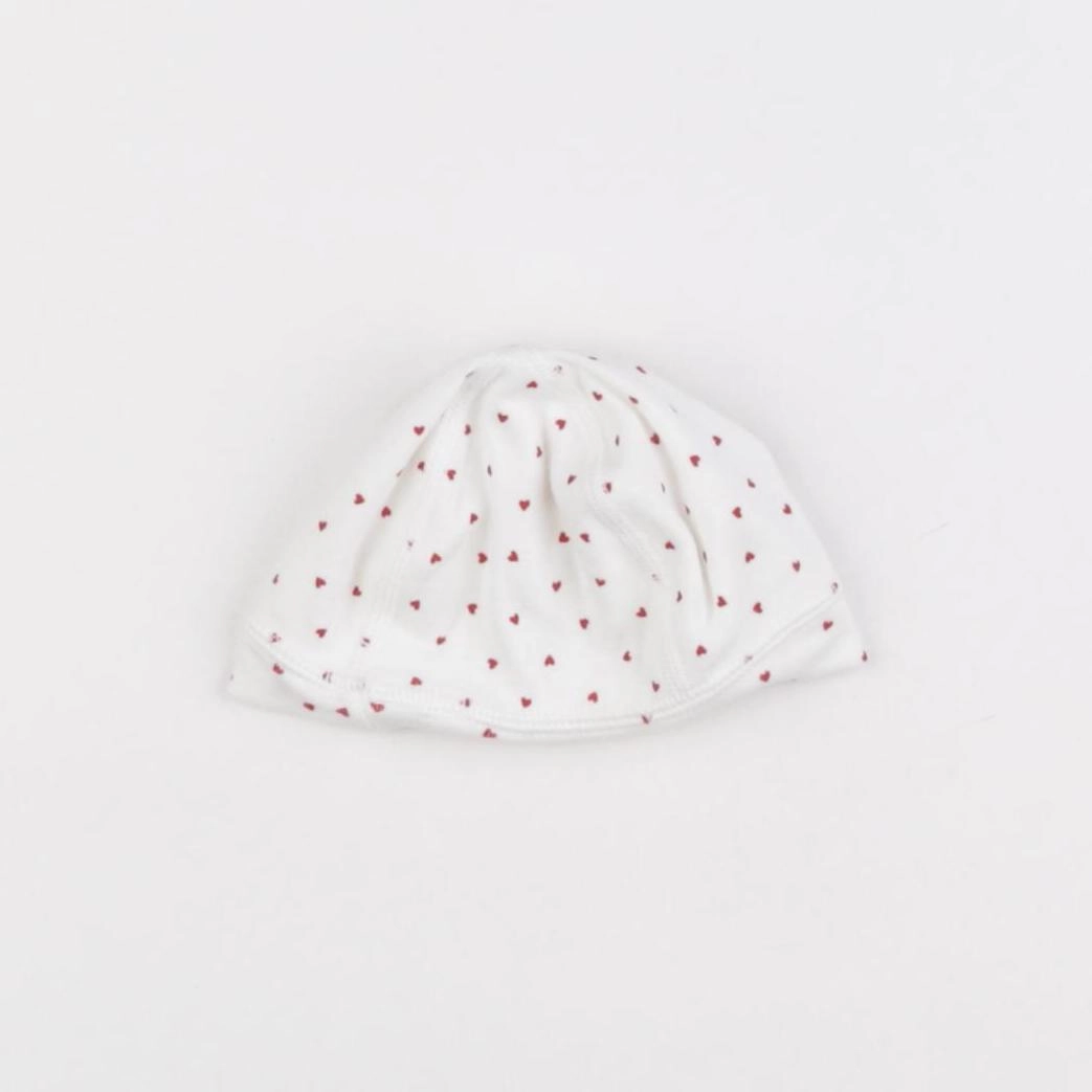 Petit Bateau - bonnet blanc, rouge - 1 mois