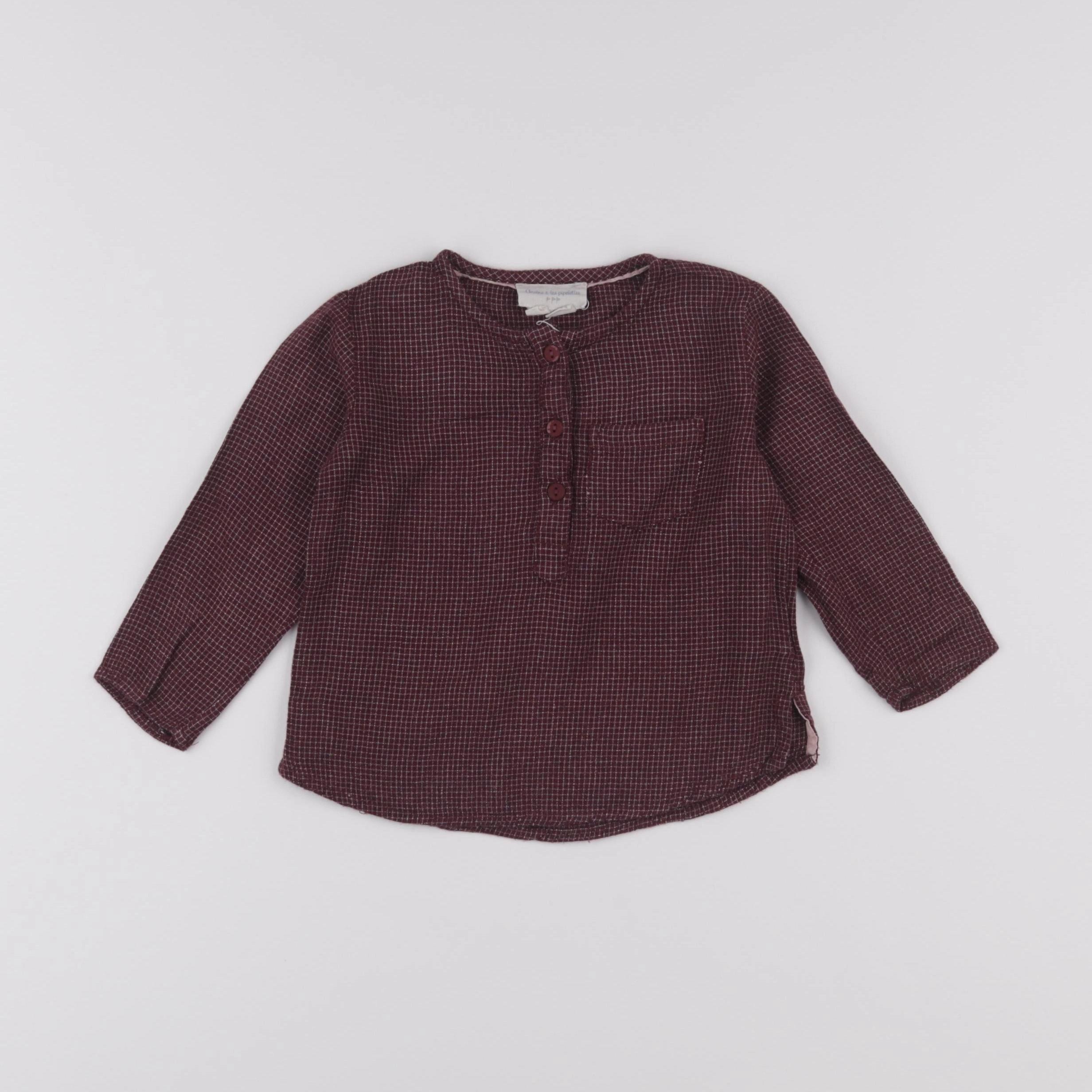 Arsène et les pipelettes - chemise rouge - 18 mois