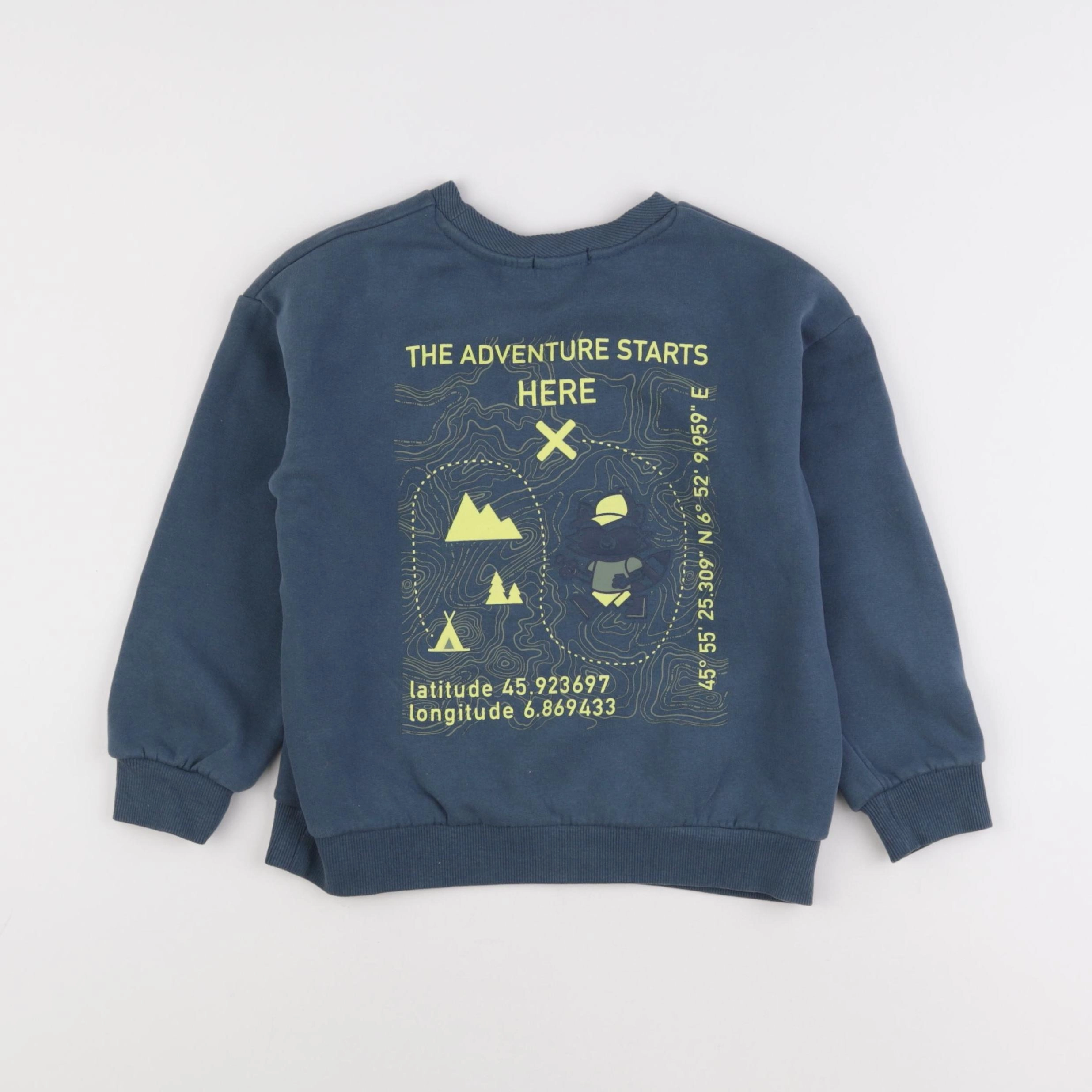 Vertbaudet - sweat imprimé au dos bleu - 6 ans