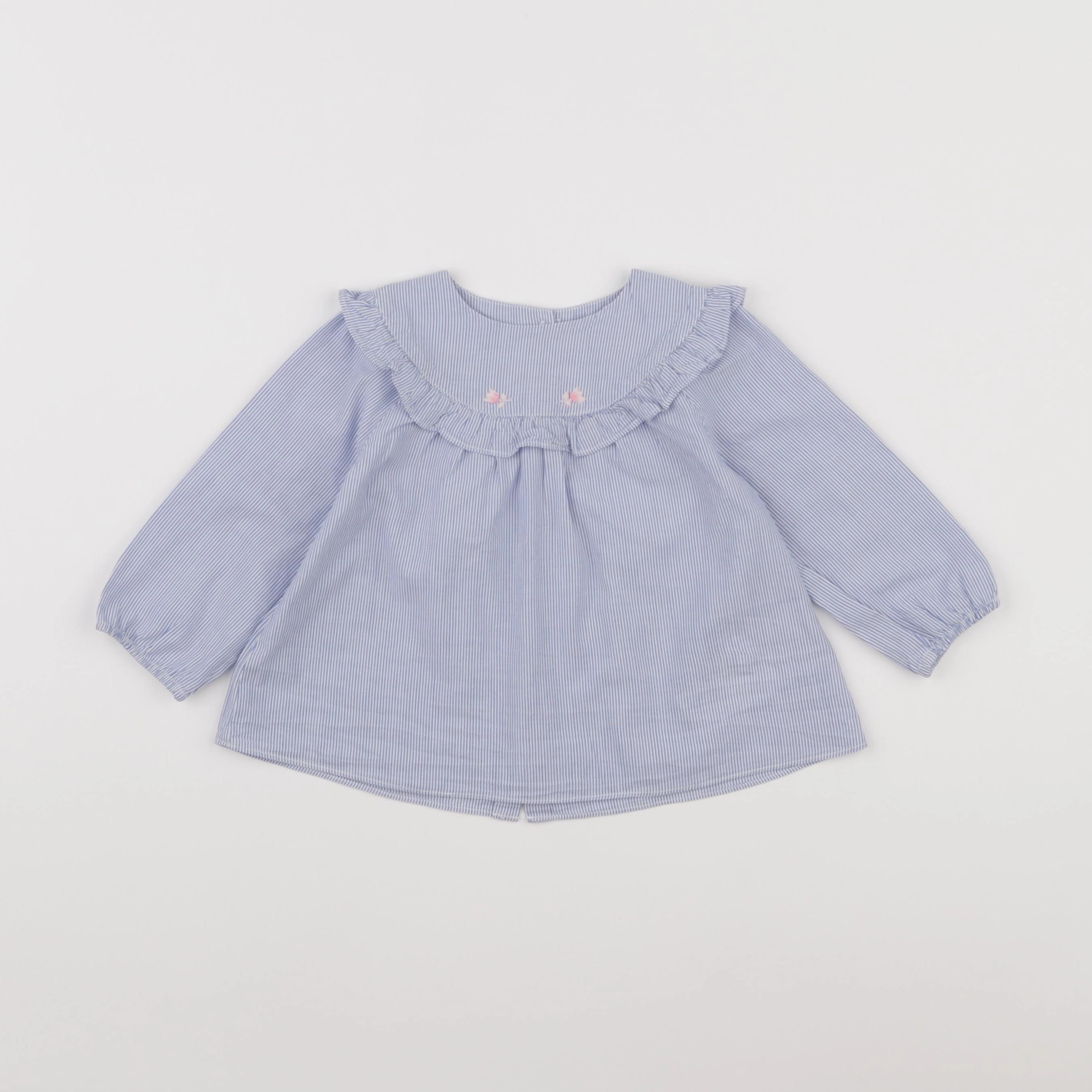 Cyrillus - blouse bleu, blanc - 18 mois