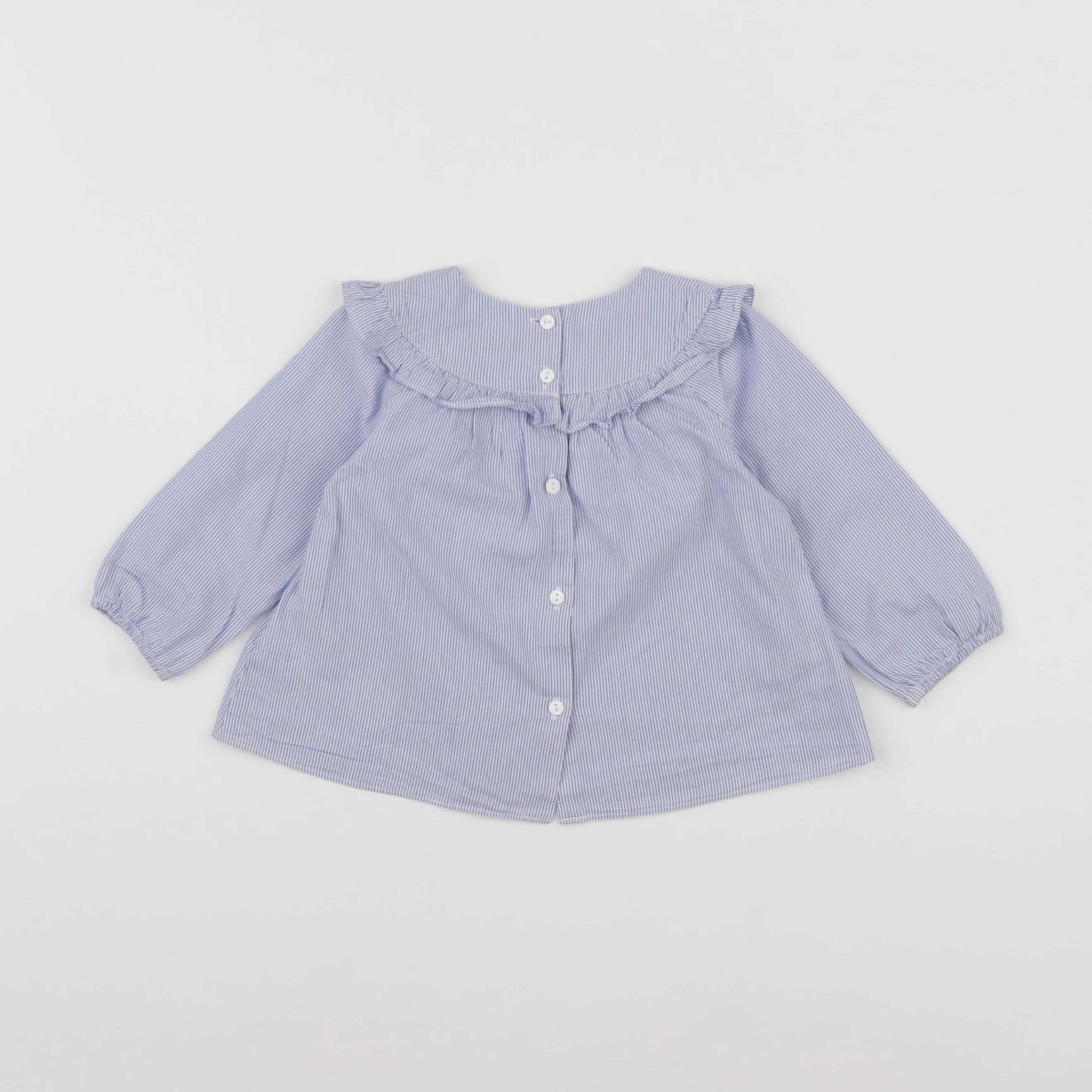 Cyrillus - blouse bleu, blanc - 18 mois