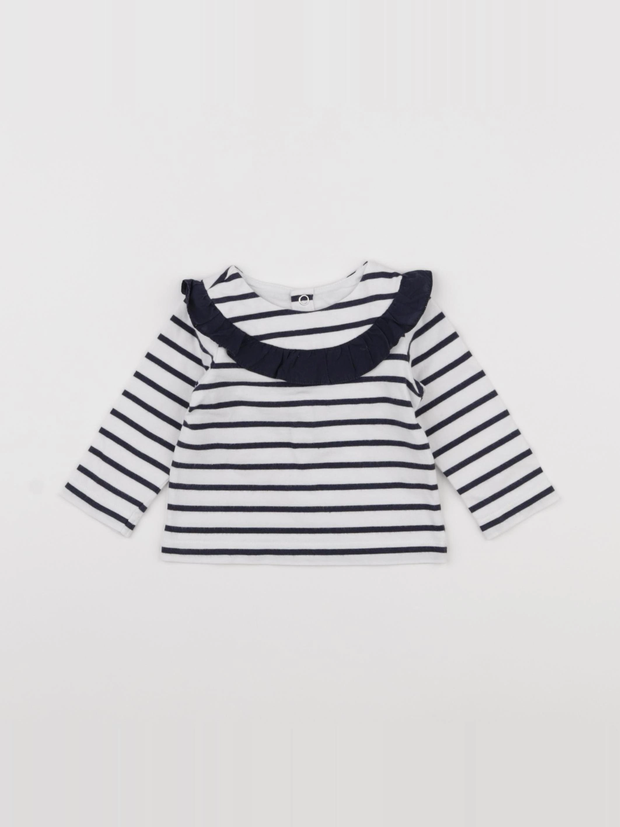 Jacadi - tee-shirt blanc, bleu - 6 mois