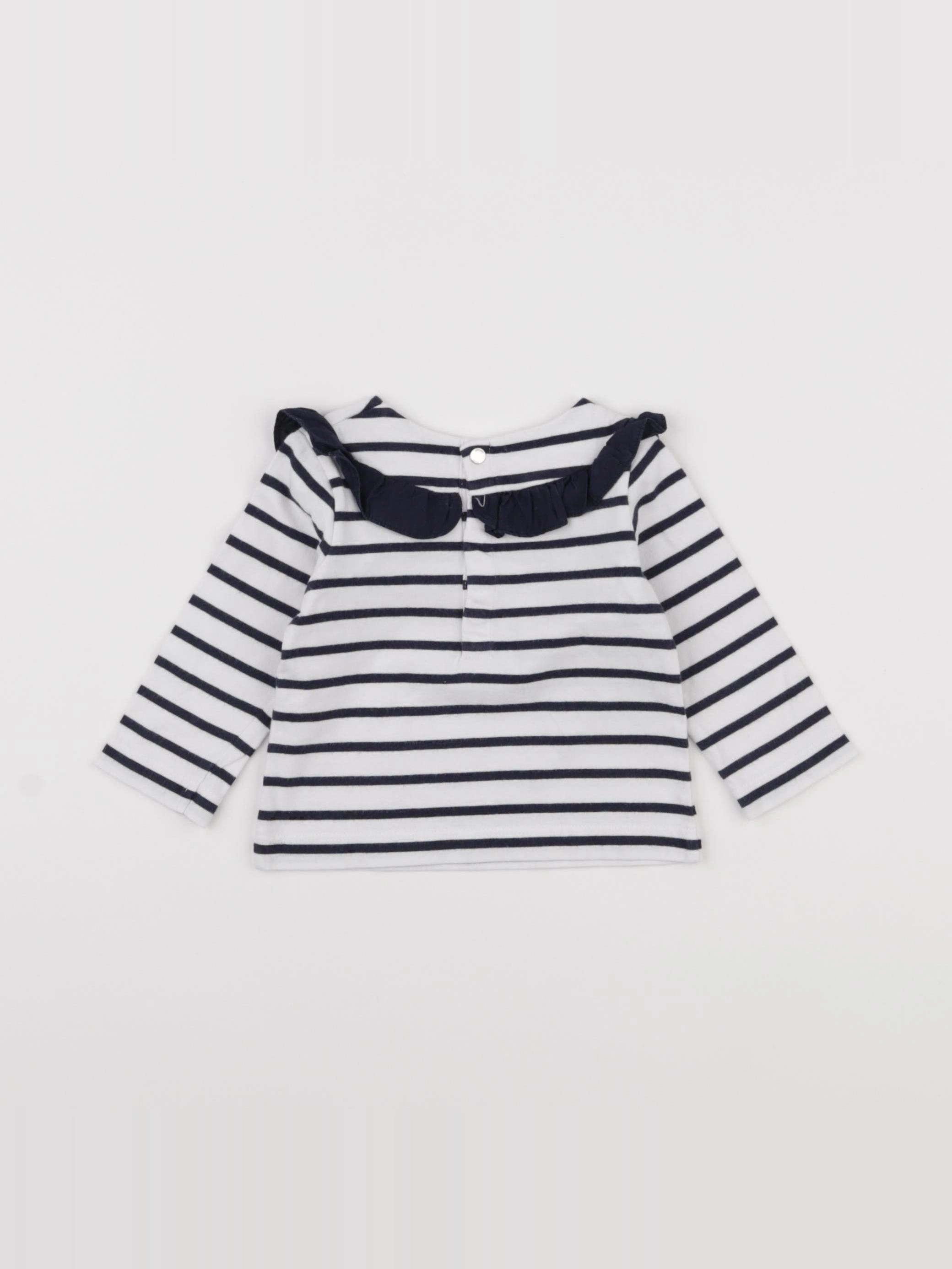 Jacadi - tee-shirt blanc, bleu - 6 mois