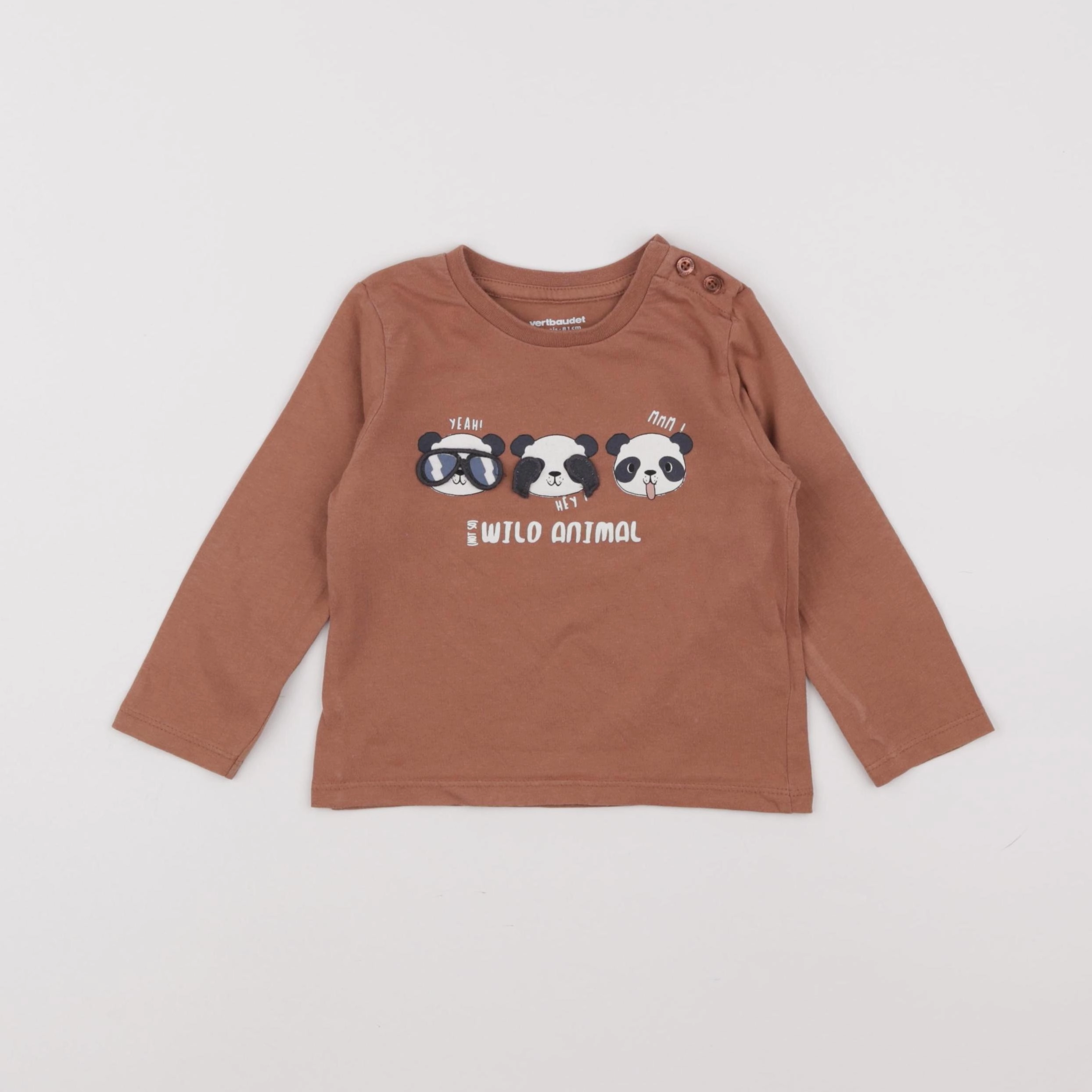 Vertbaudet - tee-shirt marron - 18 mois