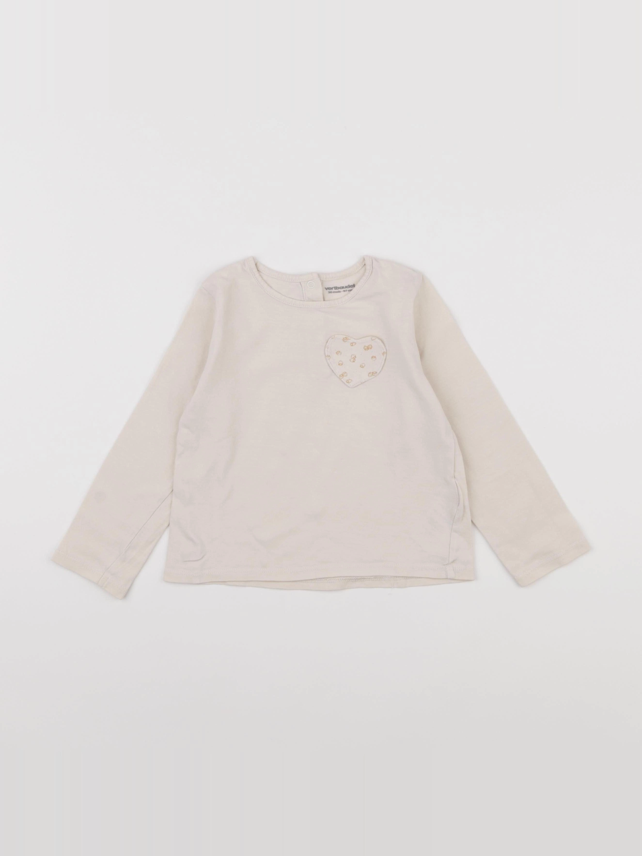 Vertbaudet - tee-shirt beige - 36 mois