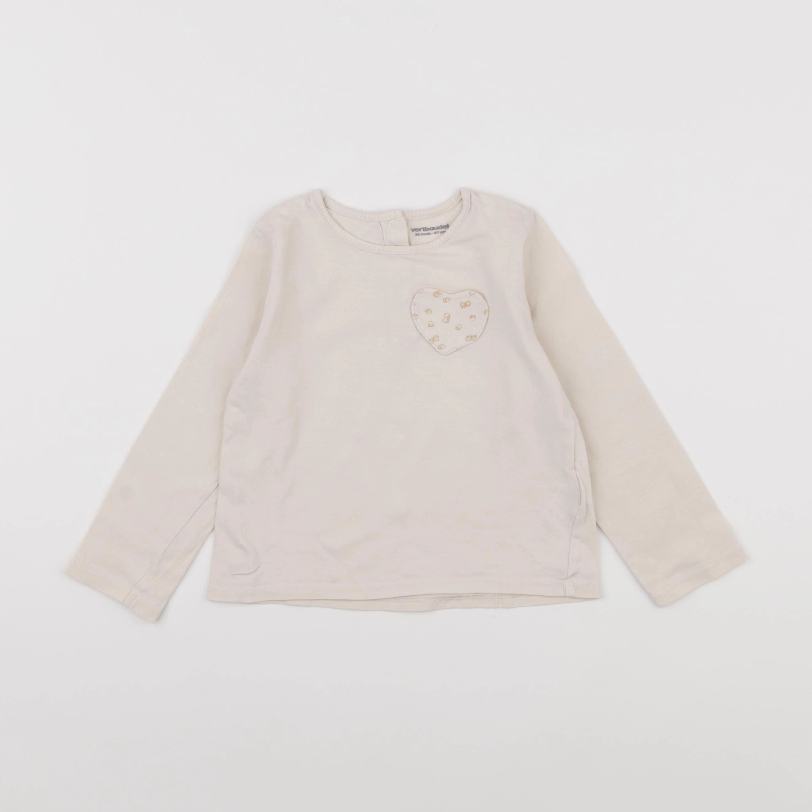 Vertbaudet - tee-shirt beige - 36 mois