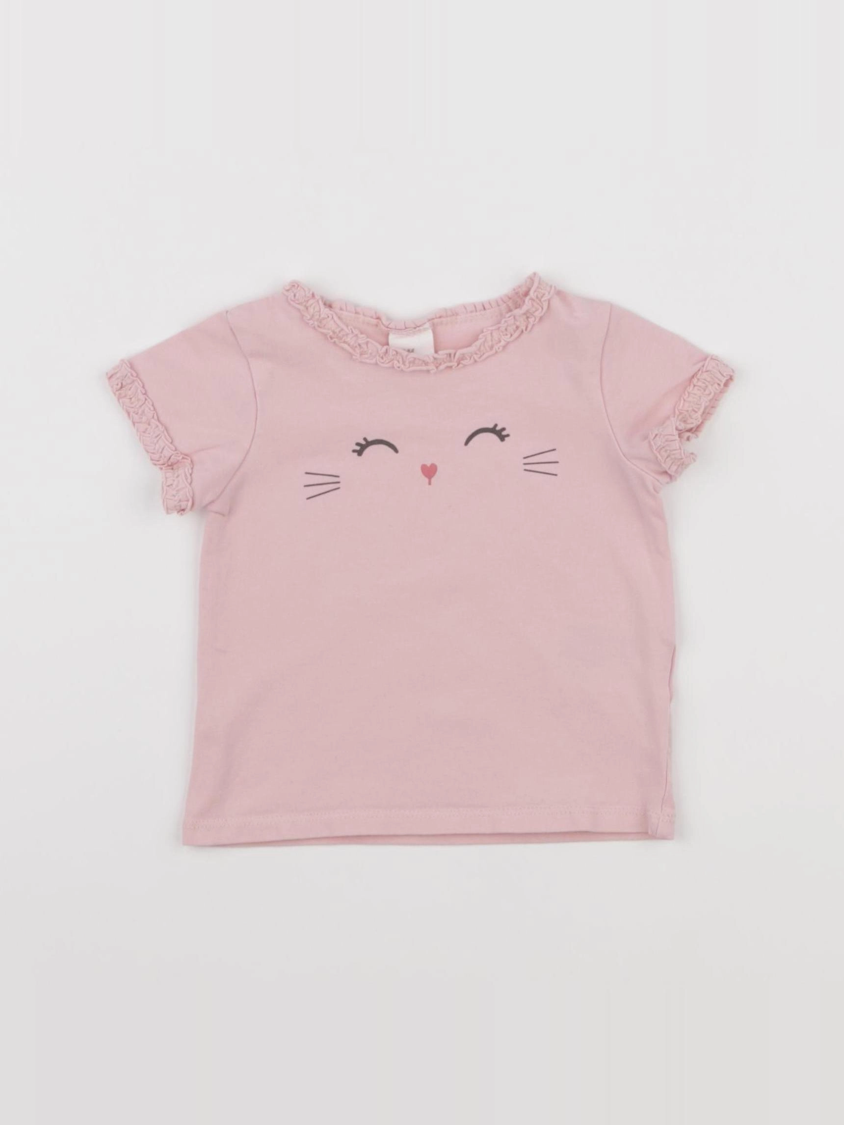 H&M - tee-shirt rose - 6 mois